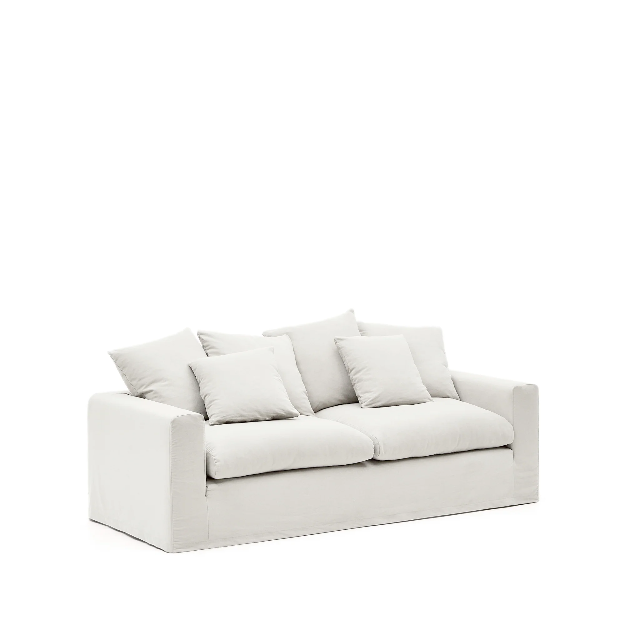 Nora 3 Sitzer Sofa mit abziehbaren Kissenbezügen aus Leinen und Baumwolle naturfarben 240 cm - Image 4