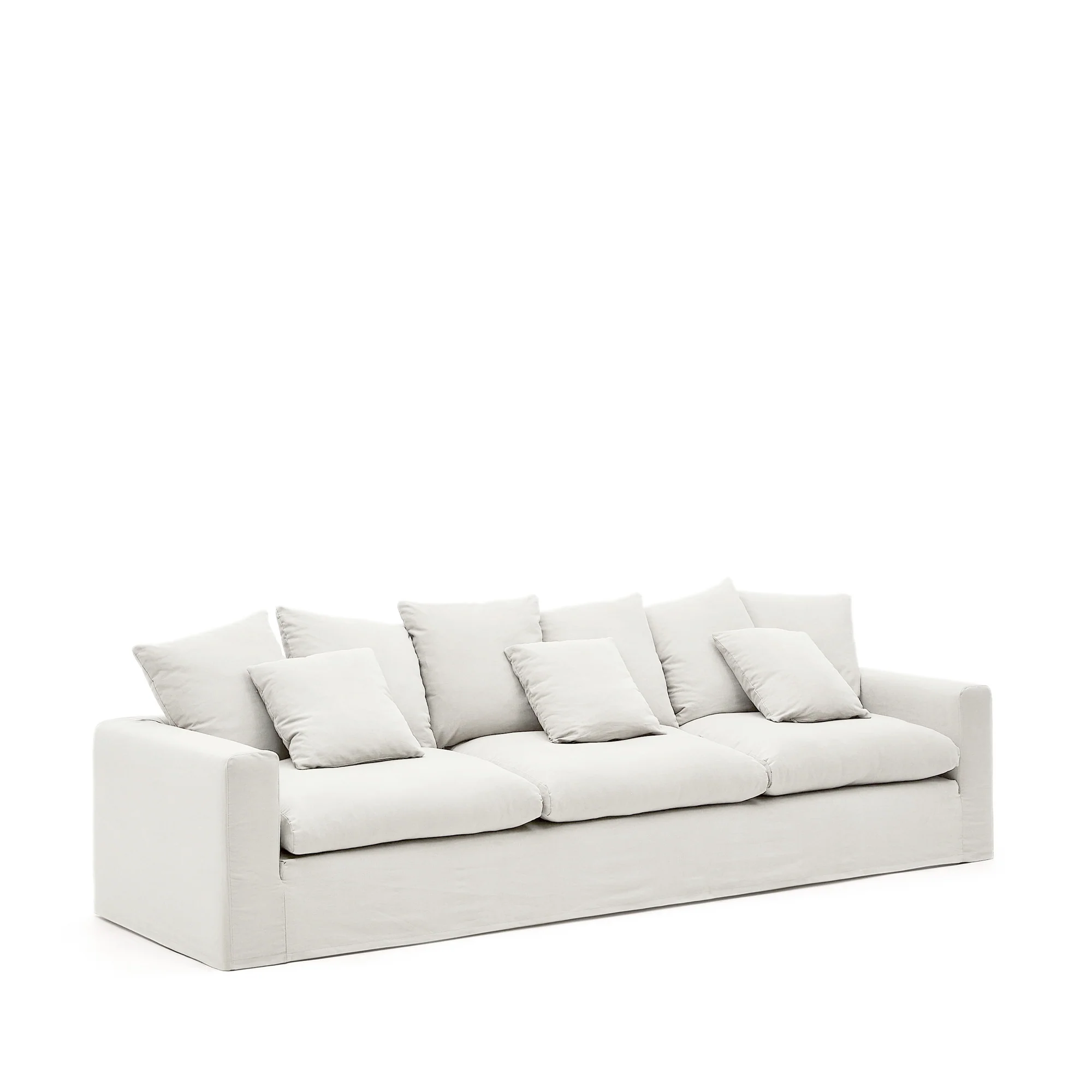 Nora 4 Sitzer Sofa mit abziehbaren Kissenbezügen aus Leinen und Baumwolle naturfarben 340 cm - Image 5
