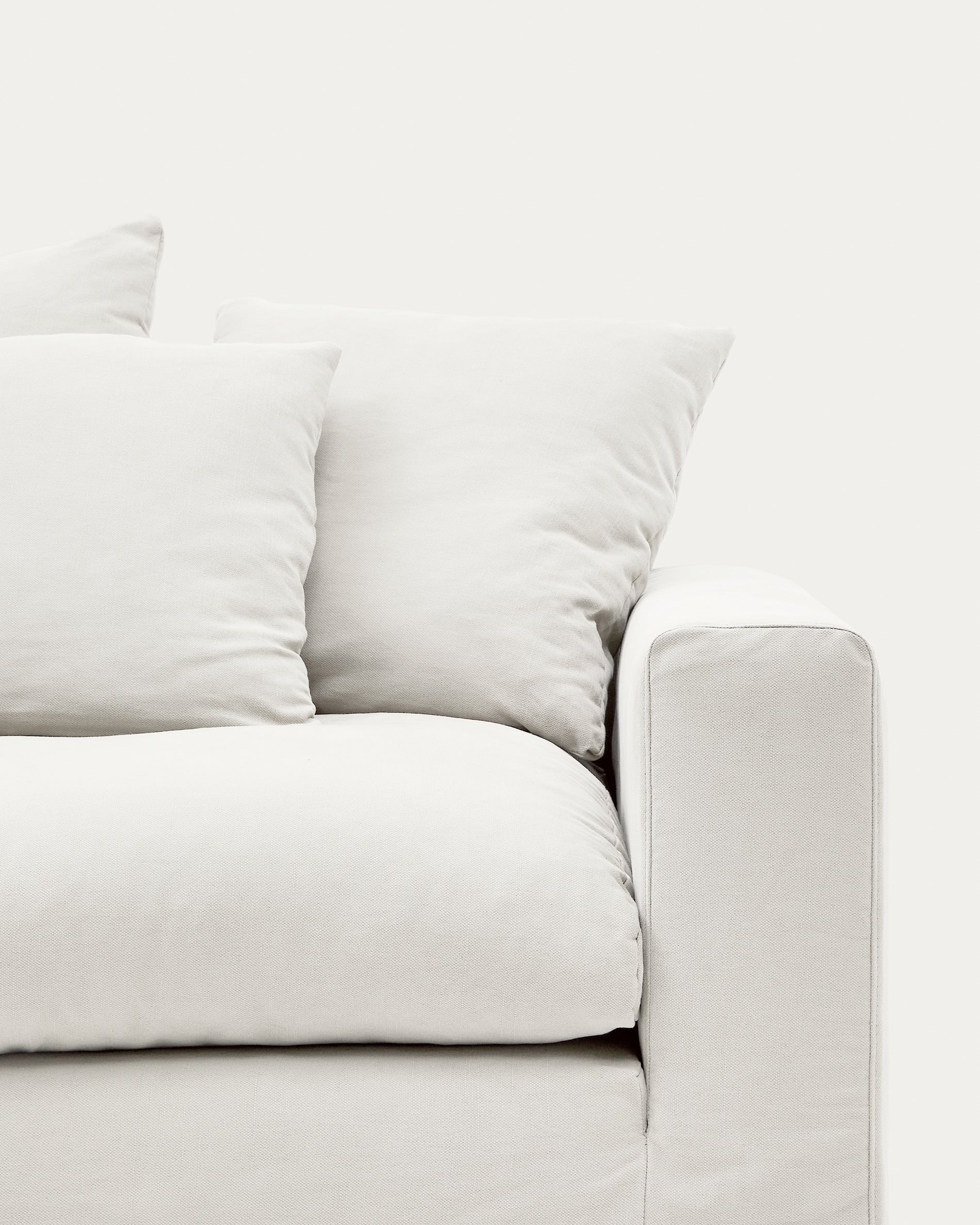 Nora 4 Sitzer Sofa mit abziehbaren Kissenbezügen aus Leinen und Baumwolle naturfarben 340 cm - Image 7