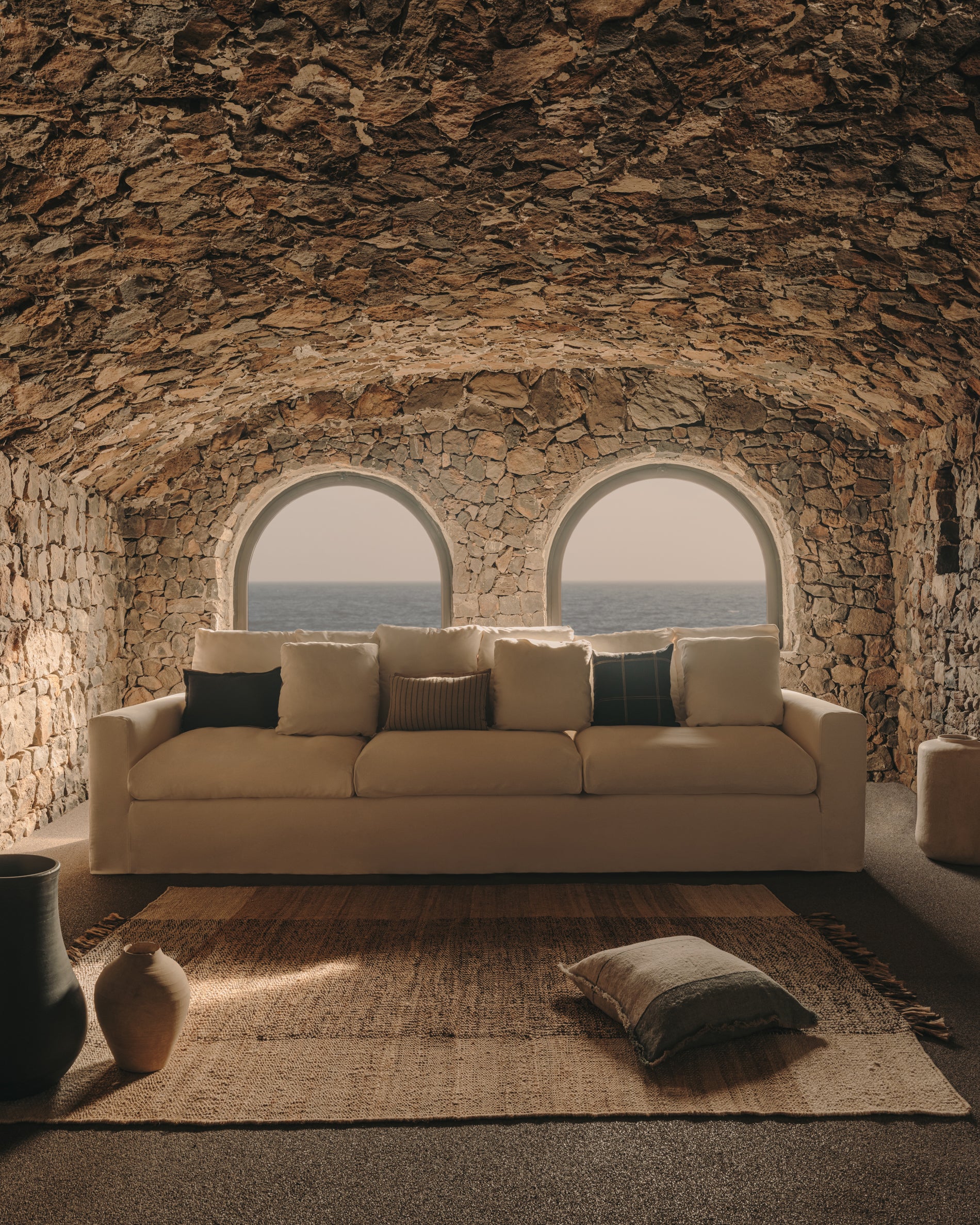 Nora 4 Sitzer Sofa mit abziehbaren Kissenbezügen aus Leinen und Baumwolle taupe 340 cm - Image 2