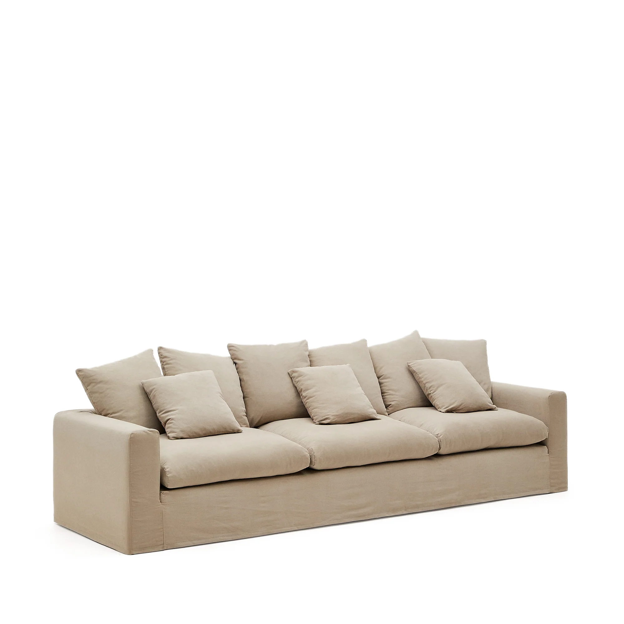 Nora 4 Sitzer Sofa mit abziehbaren Kissenbezügen aus Leinen und Baumwolle taupe 340 cm - Image 5