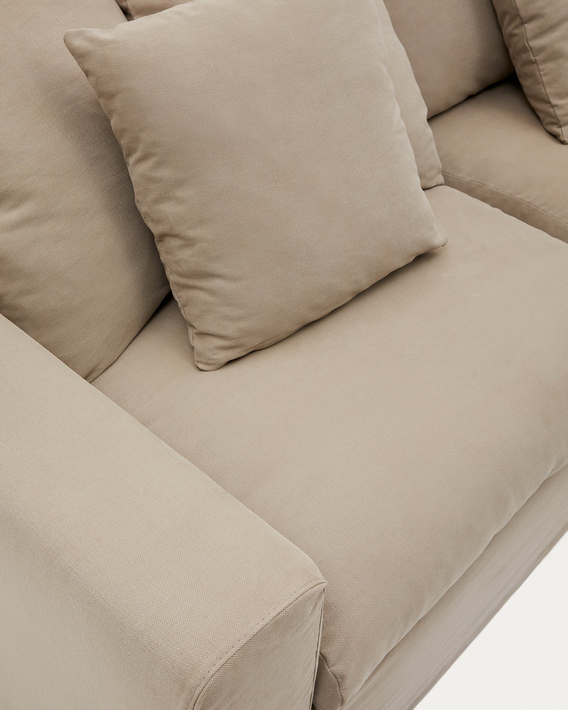 Nora 4 Sitzer Sofa mit abziehbaren Kissenbezügen aus Leinen und Baumwolle taupe 340 cm - Image 7