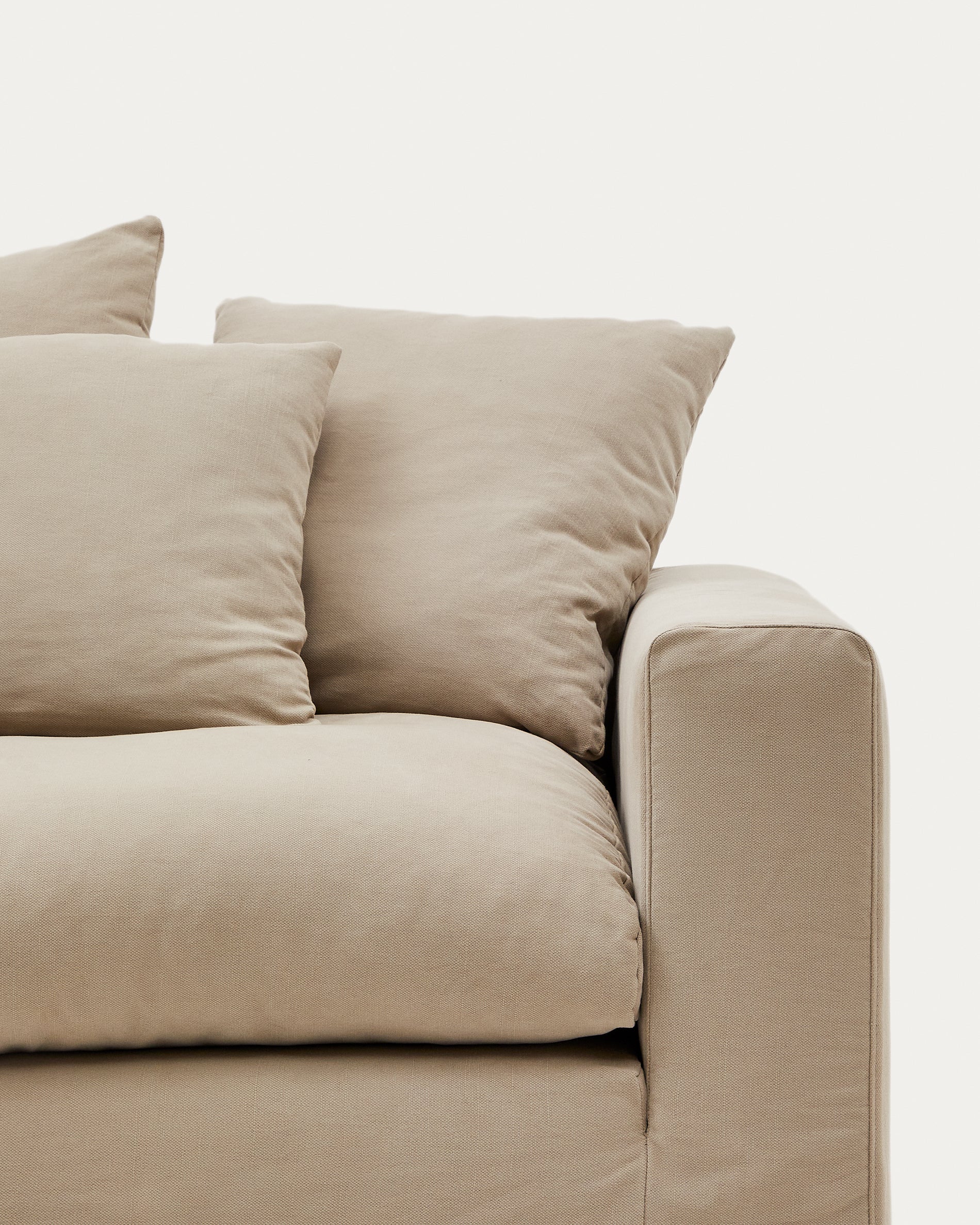 Nora 4 Sitzer Sofa mit abziehbaren Kissenbezügen aus Leinen und Baumwolle taupe 340 cm - Image 8