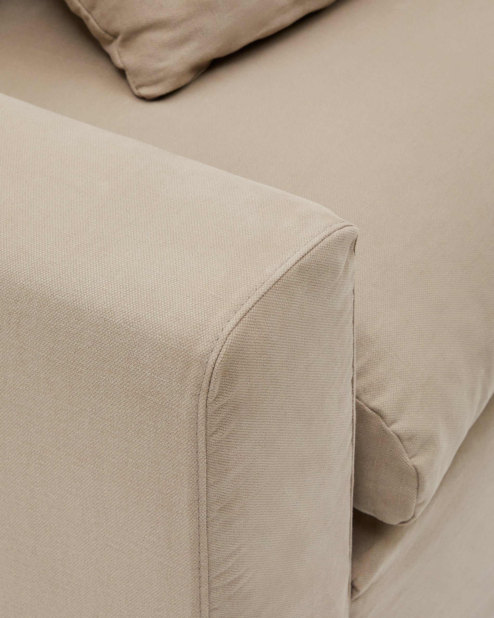 Nora 4 Sitzer Sofa mit abziehbaren Kissenbezügen aus Leinen und Baumwolle taupe 340 cm - Image 9