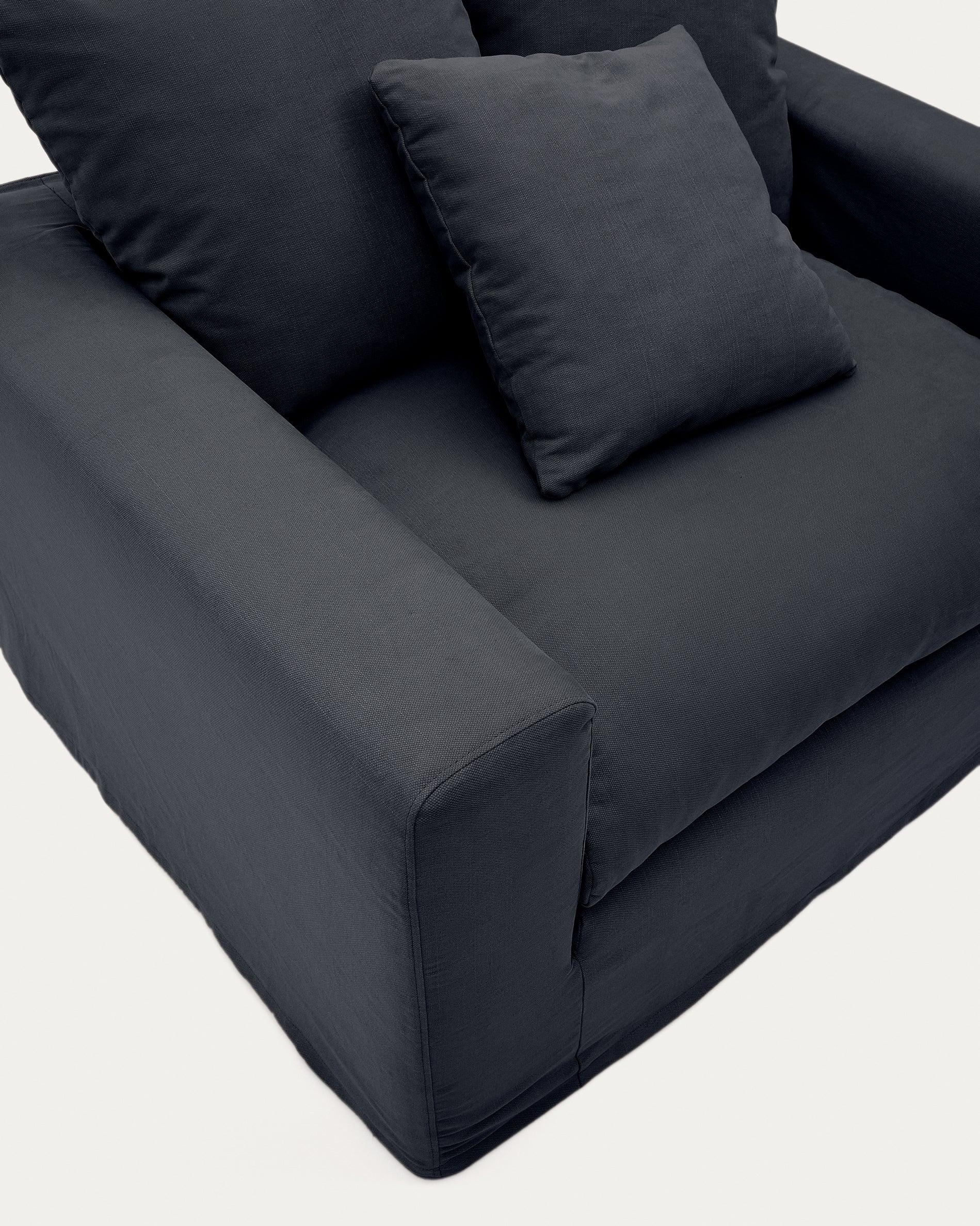 Nora Sessel mit abziehbarem Kissenbezug aus Leinen und Baumwolle anthrazitgrau 140 cm - Image 6