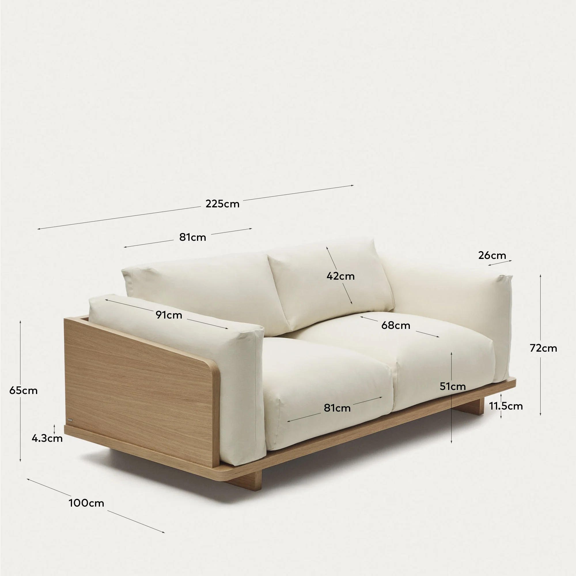 Oaq 3-Sitzer-Sofa beige 225 cm - Image 5