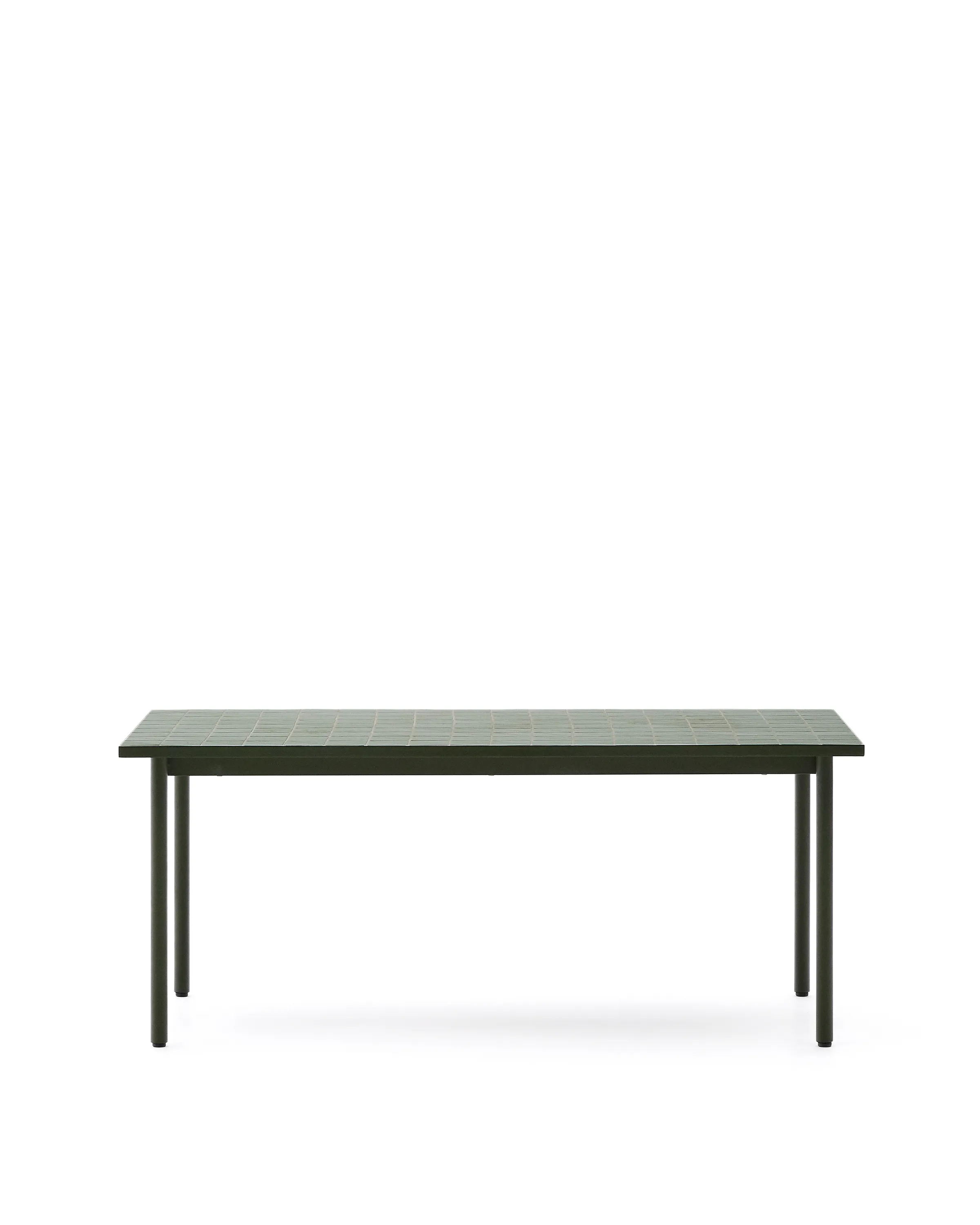 Outdoor-Tisch Maurina aus grün verzinktem Stahl und grünen Kacheln 223 x 101 cm