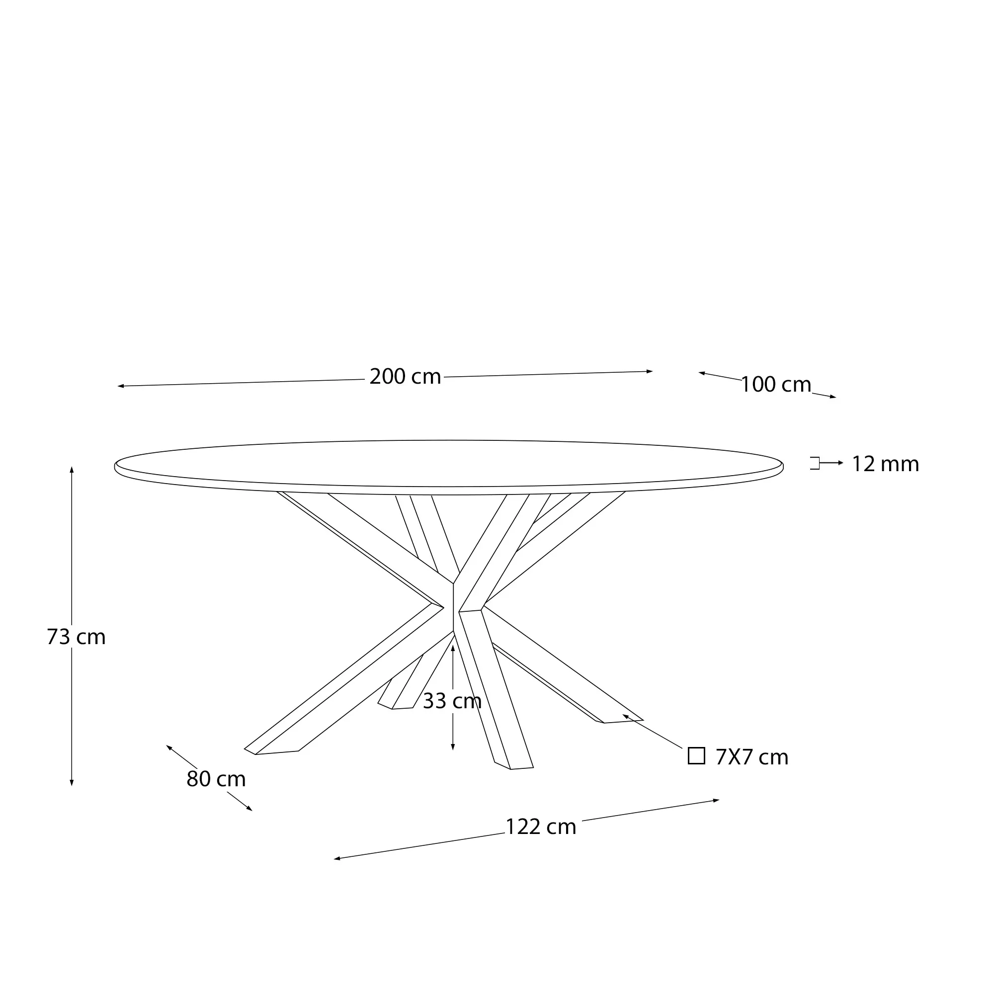 Ovaler Tisch Argo aus Glas und Stahlbeinen mit schwarzem Finish Ø 200 x 100 cm - Image 5