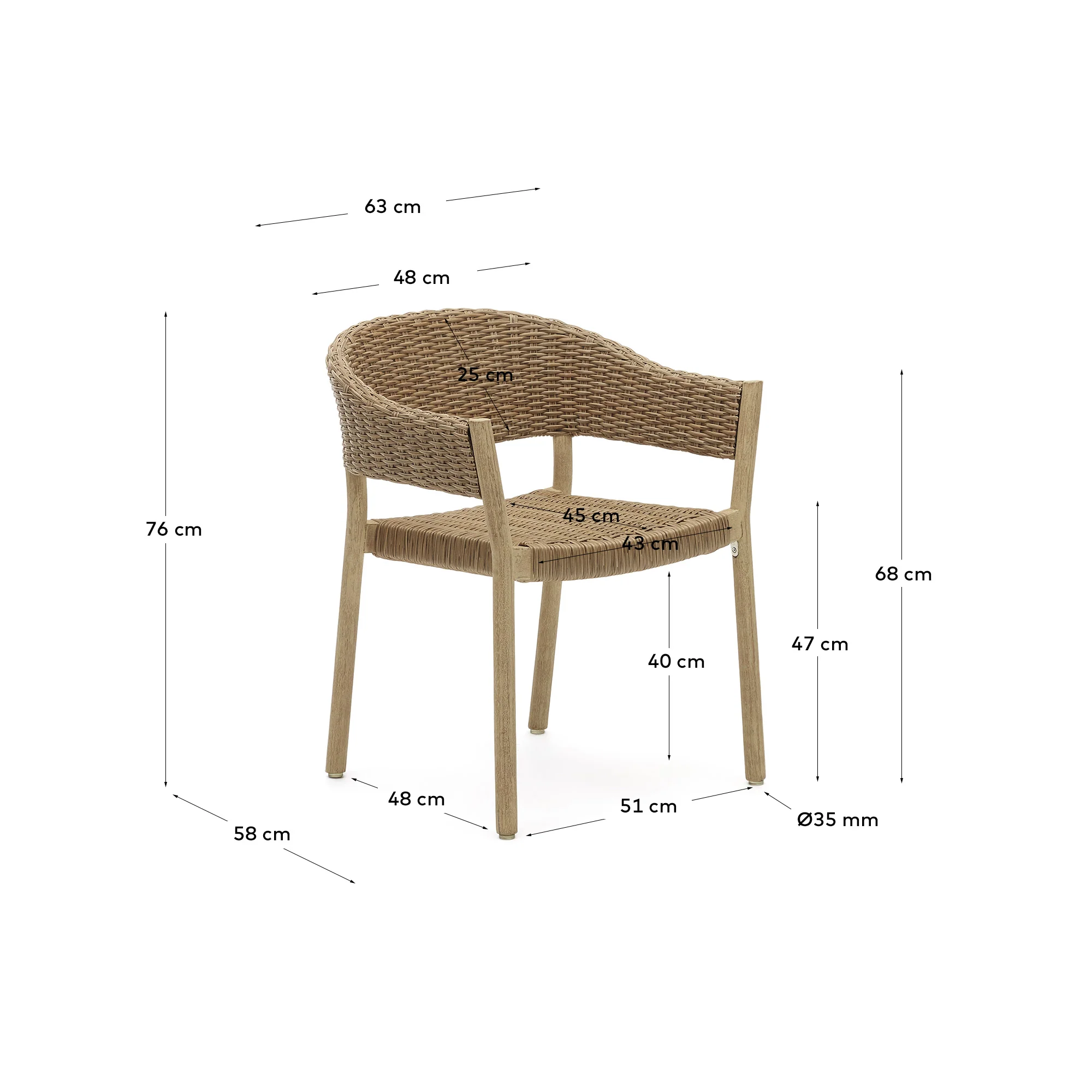 Pola stapelbarer Stuhl 100% Outdoor massiver Eukalyptus 100% FSC Kunstrattan natürliches F - Image 5