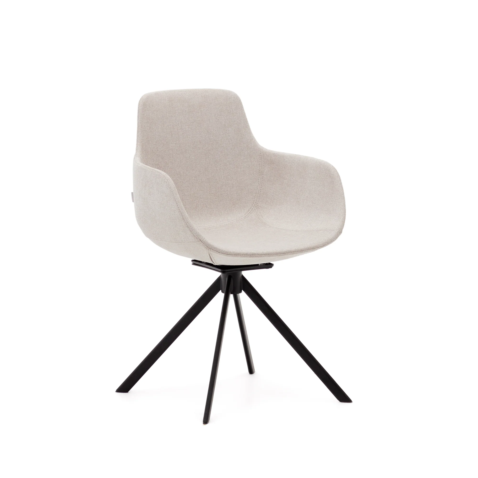 Tissiana rückdrehender Drehstuhl beige Chenille und mattschwarzer Stahl