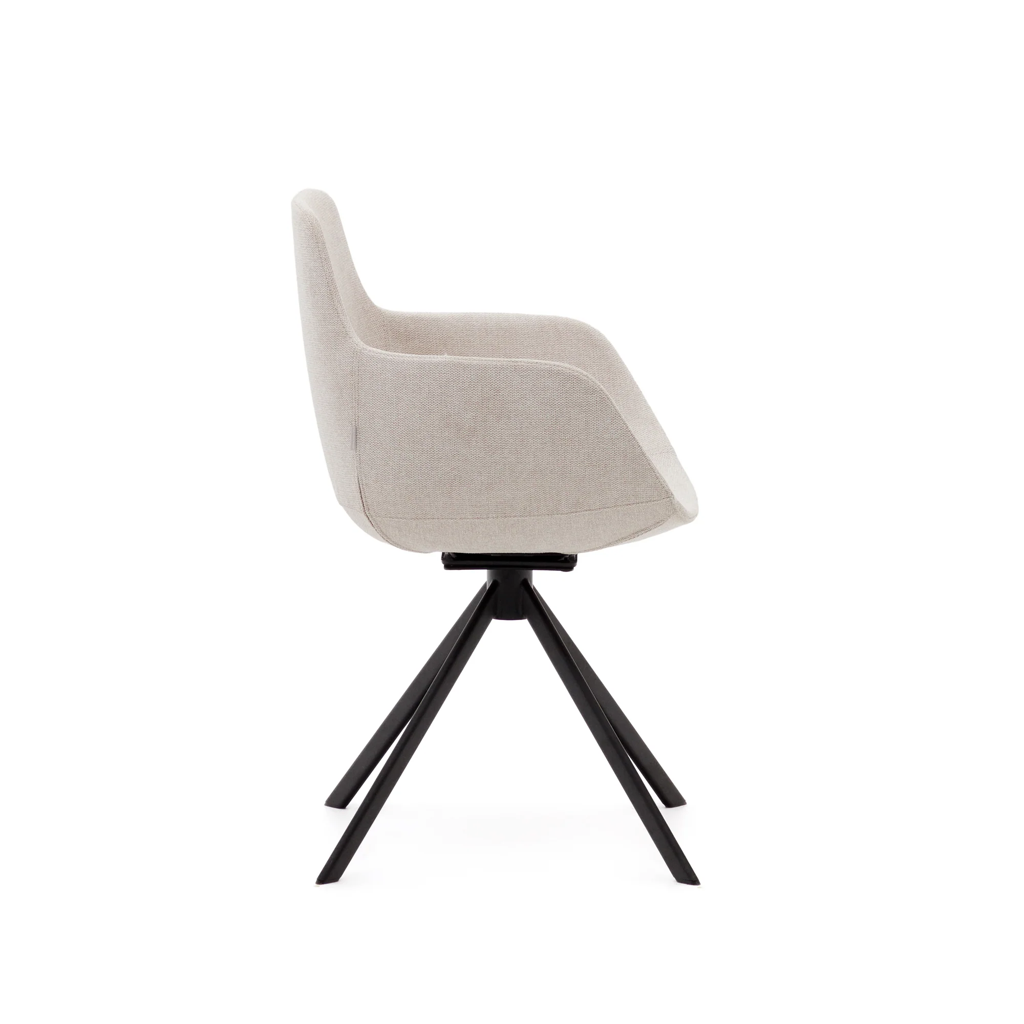 Tissiana rückdrehender Drehstuhl beige Chenille und mattschwarzer Stahl - Image 6