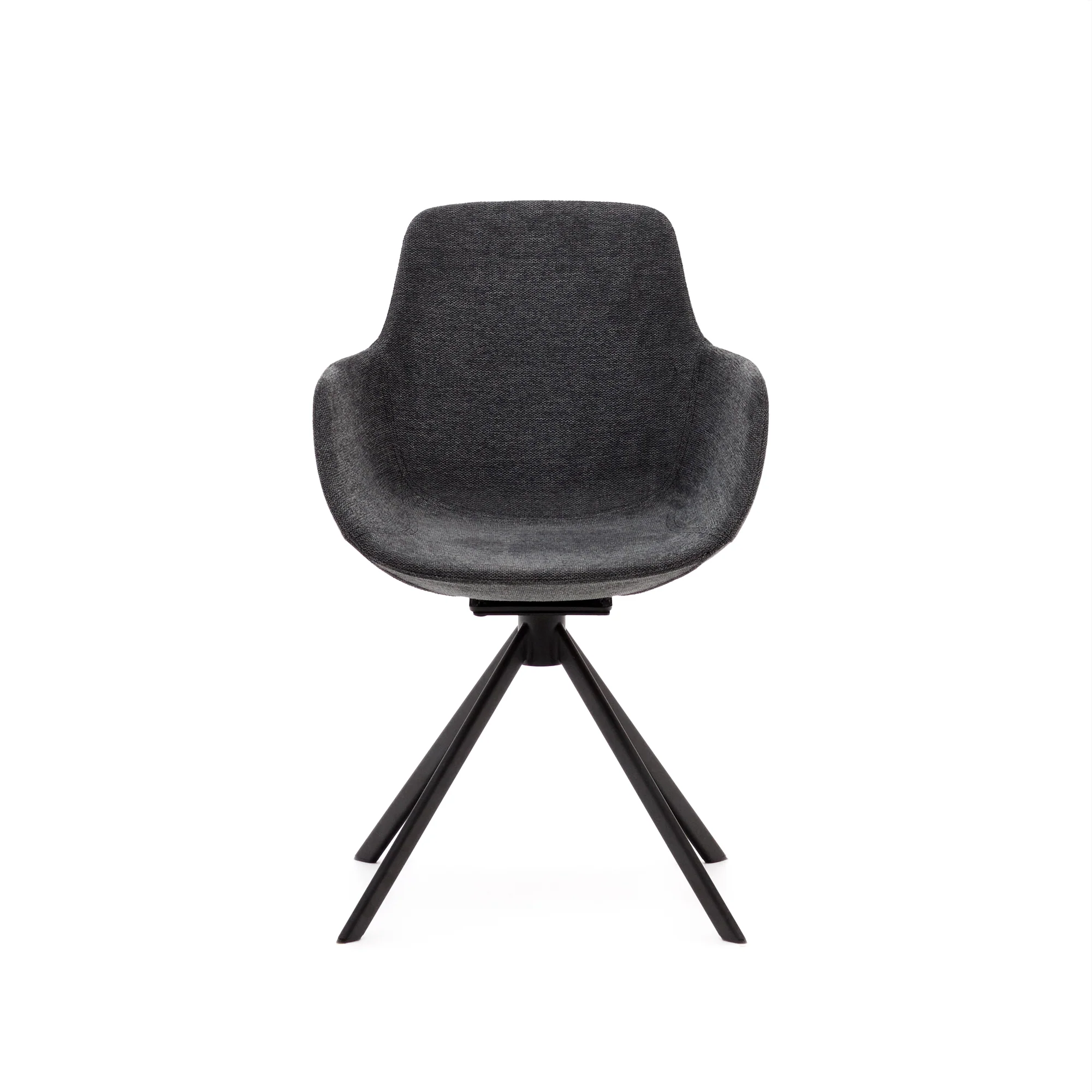 Tissiana rückdrehender Drehstuhl Chenille dunkelgrau Stahl mattschwarz - Image 8