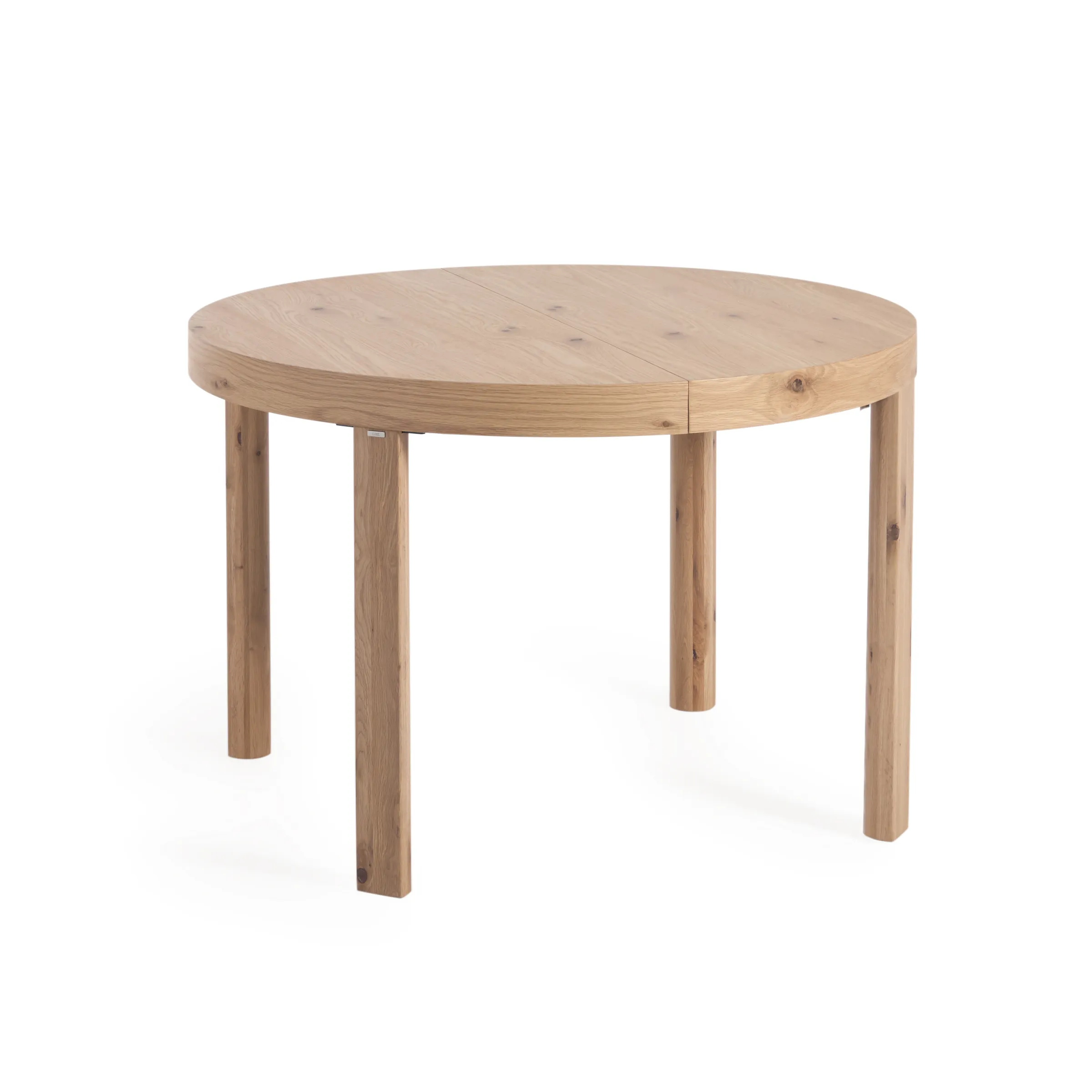 Runder Ausziehtisch aus Eichenfurnier und Beine in Massivholz Ø120(170) x 120 cm