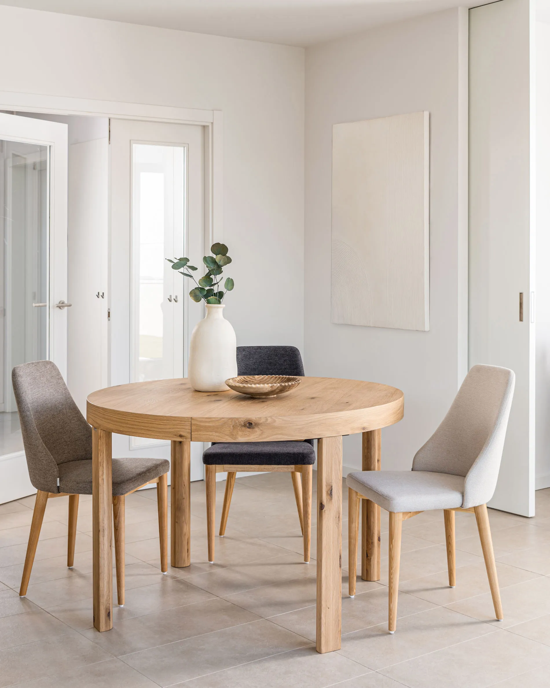 Runder Ausziehtisch aus Eichenfurnier und Beine in Massivholz Ø120(170) x 120 cm - Image 2