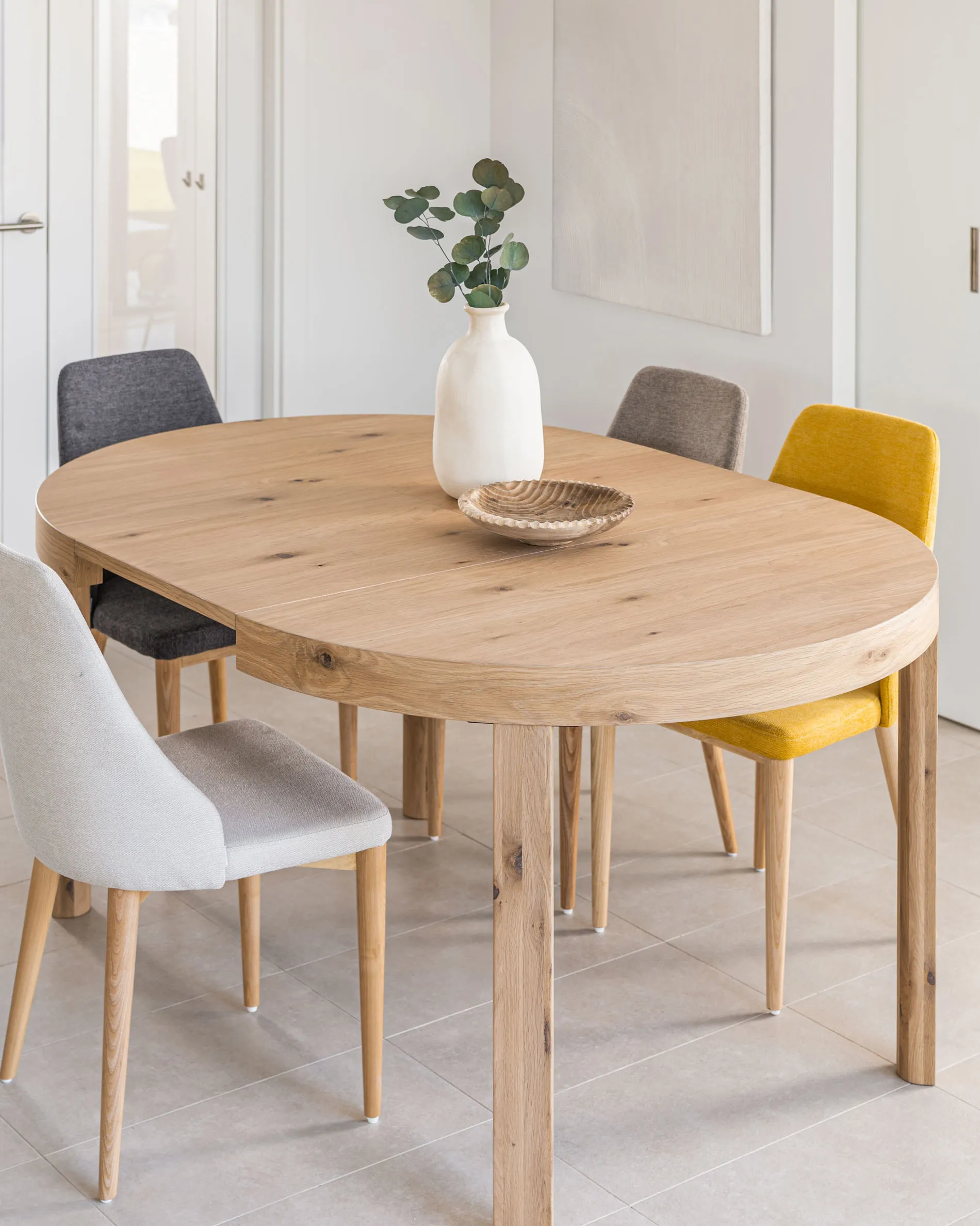 Runder Ausziehtisch aus Eichenfurnier und Beine in Massivholz Ø120(170) x 120 cm - Image 3