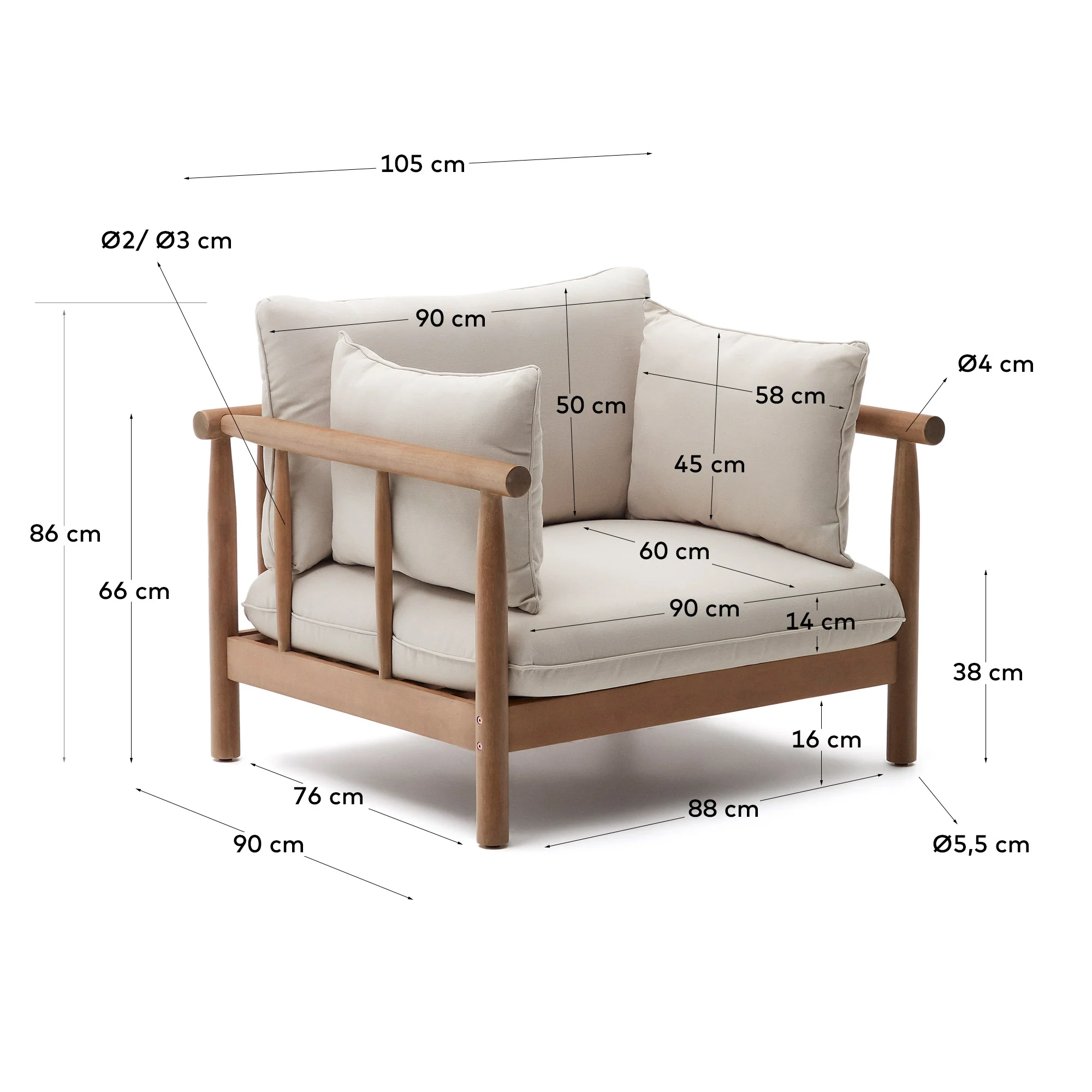 Sacova Sessel aus massivem Eukalyptusholz 100% FSC - Image 4