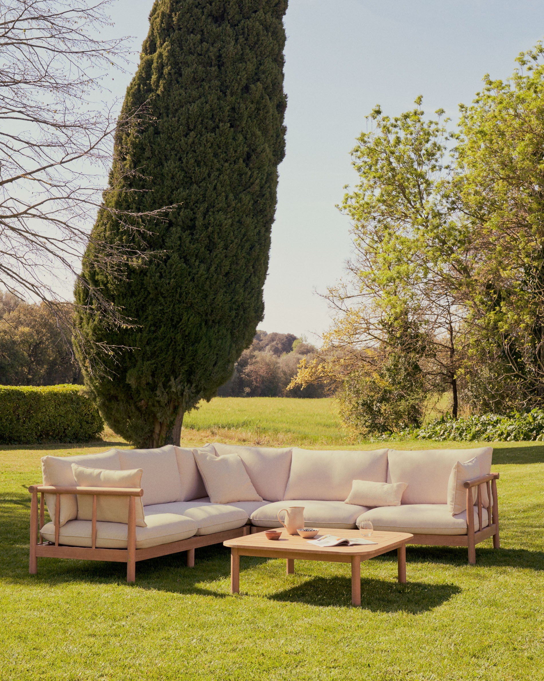 Sacova Set 5-Sitzer-Ecksofa und Couchtisch aus massives Eukalyptusholz 100% FSC - Image 3