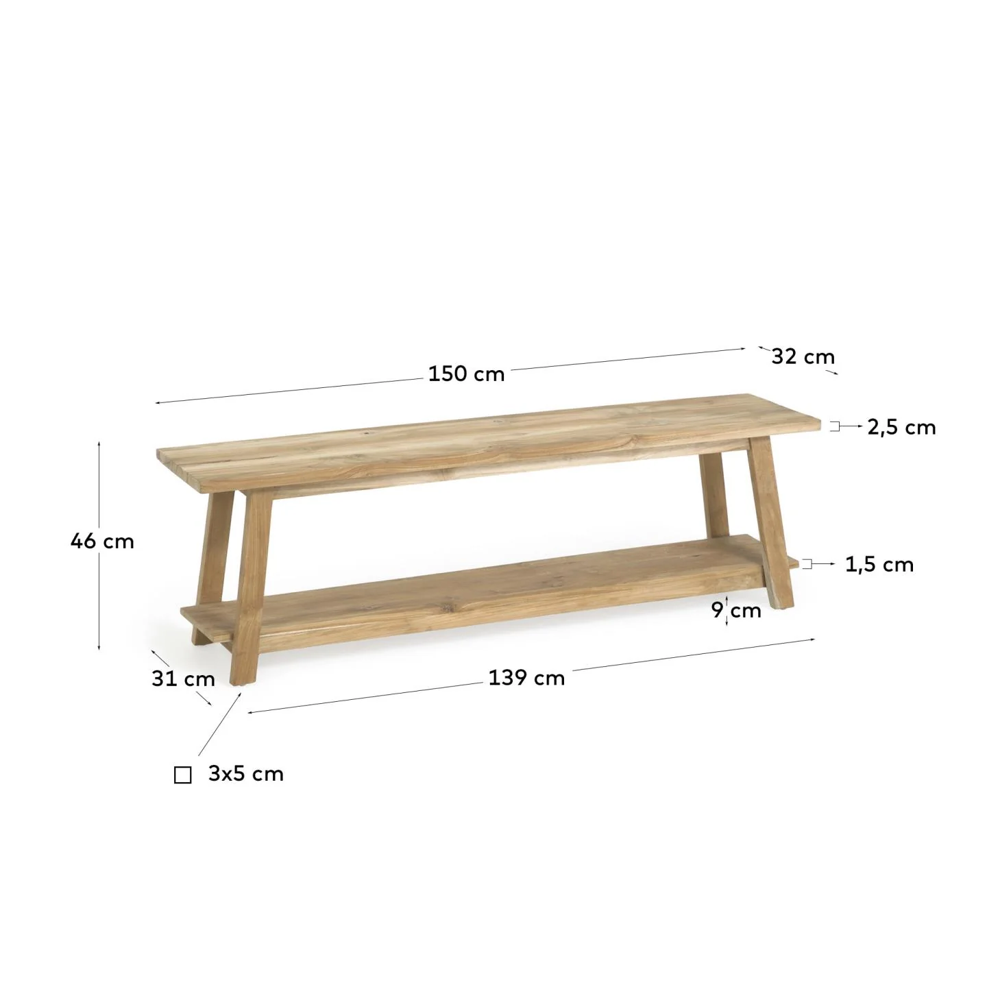 Safara Bank aus massivem recyceltem Teakholz 150 cm - Image 6