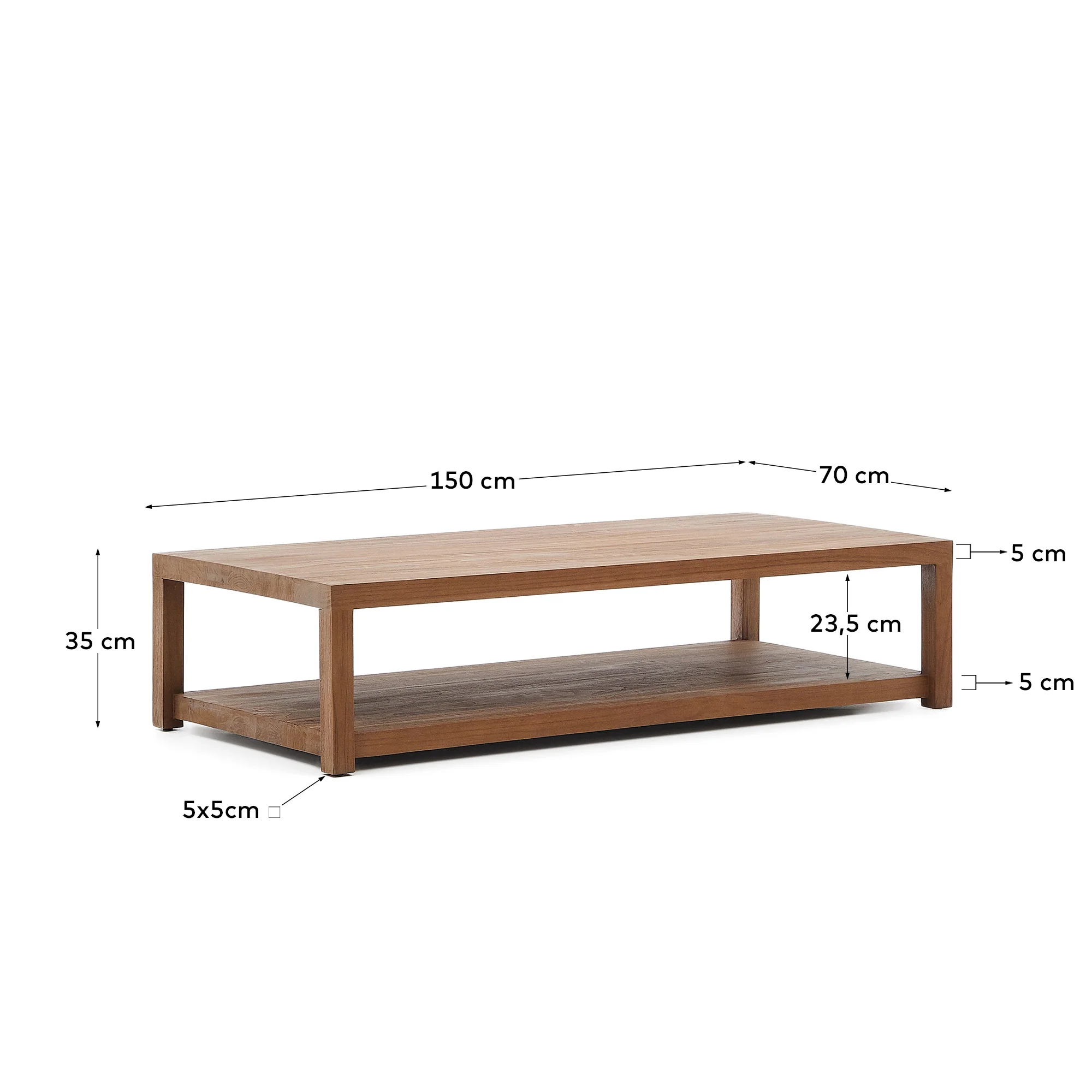 Sashi Couchtisch aus massivem Teakholz 150 x 70 cm - Image 5