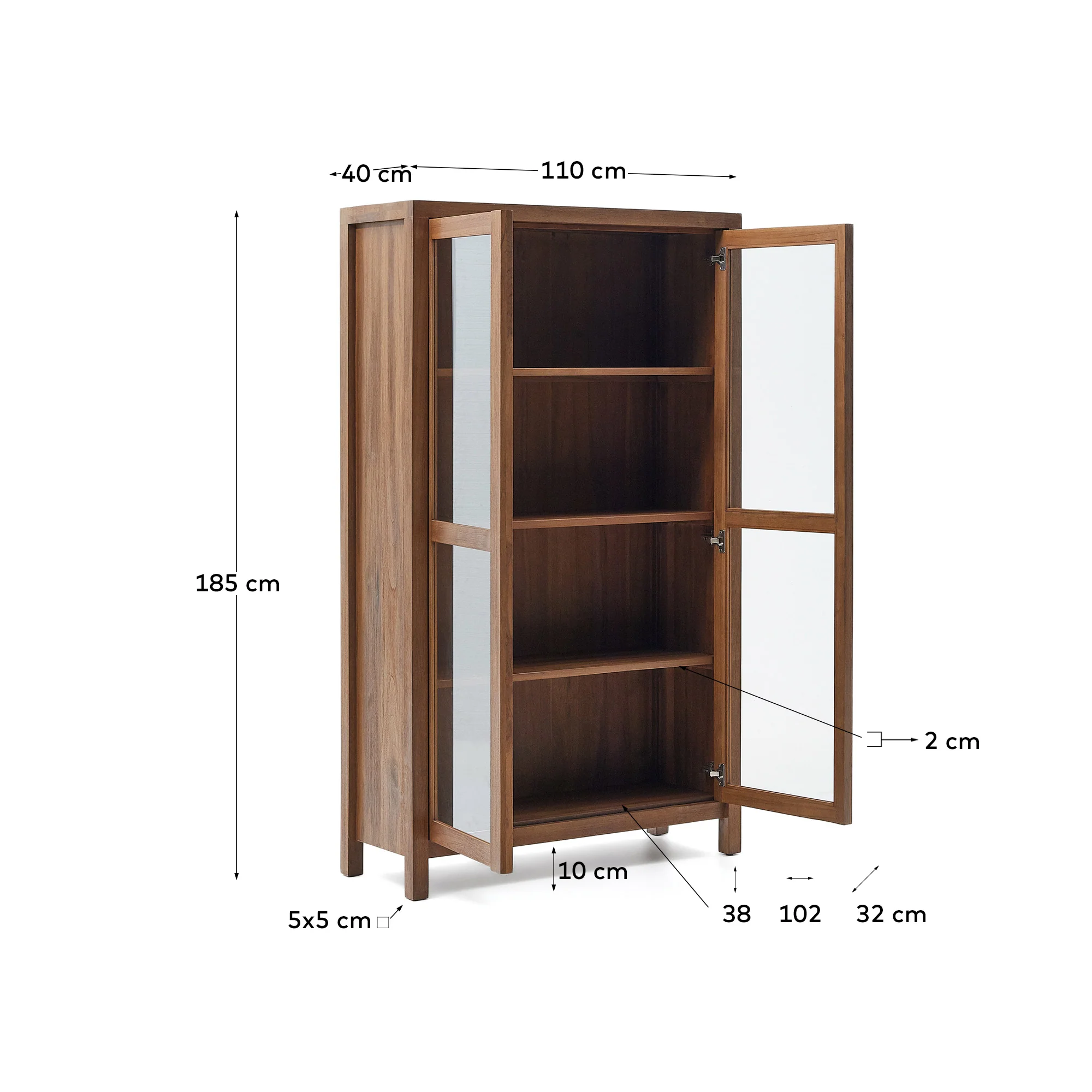 Sashi Vitrine aus massivem Teakholz 110 x 185 cm - Image 3