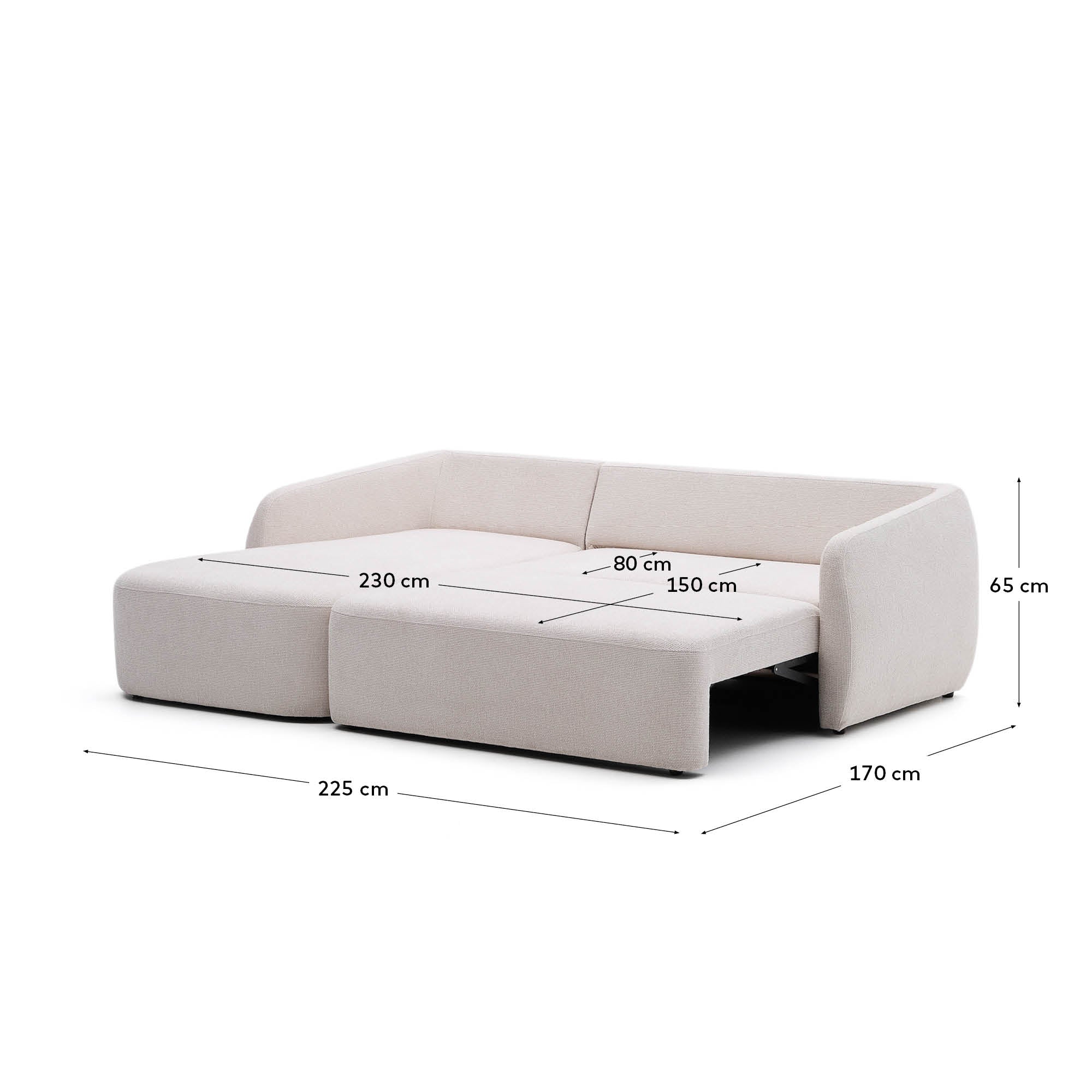 Schlafsofa Laira 3-Sitzer in Chenille mit Chaiselongue links ecru 246 cm FSC Mix Credit - Image 5