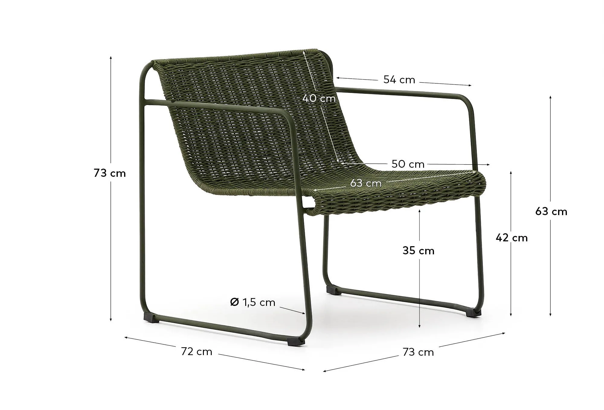 Sessel Maurina aus grün verzinktem Stahl mit grünem Seil - Image 8