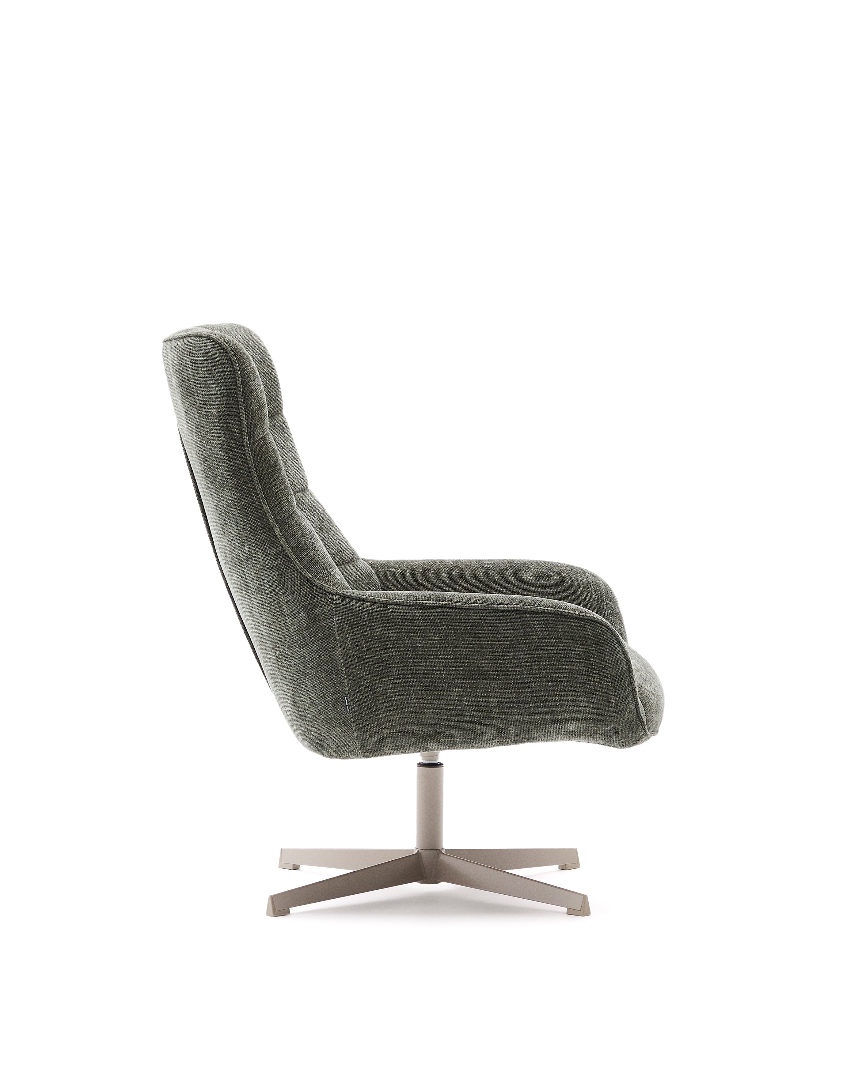Sessel Teryl aus grüner Chenille und Metall mit grauer Oberfläche FSC 100% - Image 4