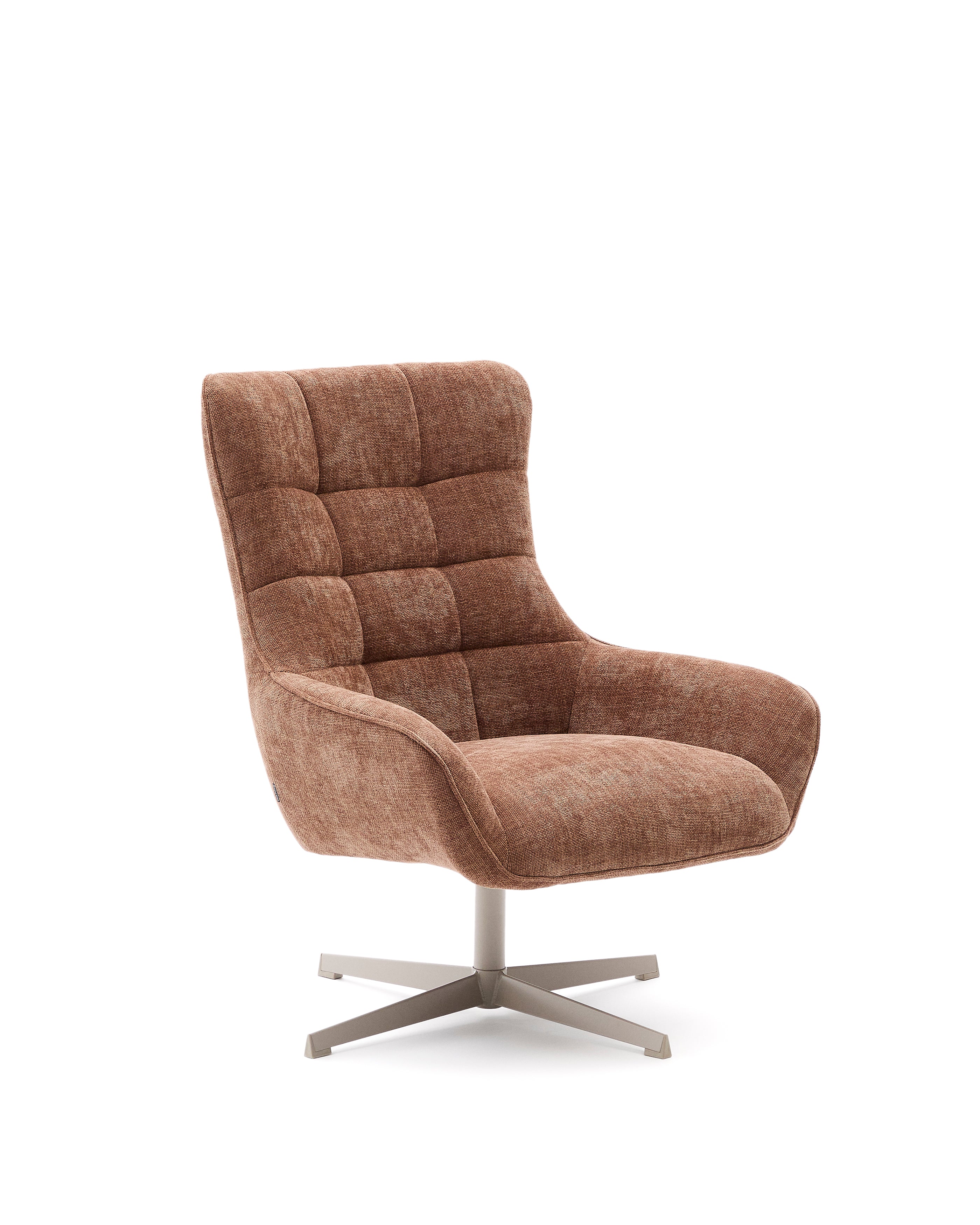 Sessel Teryl aus hellbrauner Chenille und Metall mit grauer Oberfläche FSC 100%