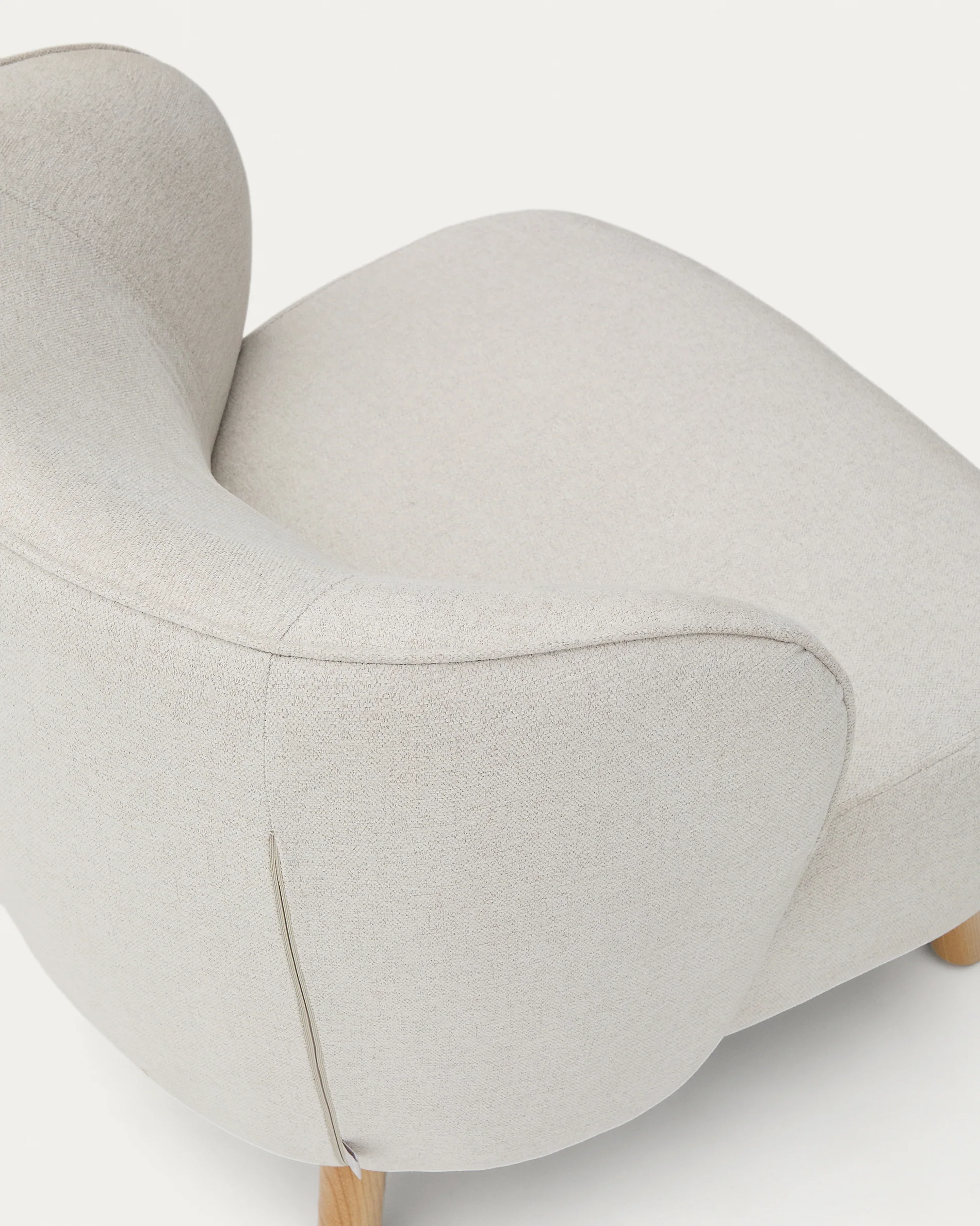 Sessel Ulit aus beigefarbenem Chenille und Beinen aus massivem Buchenholz mit natürlichem Finish - Image 5