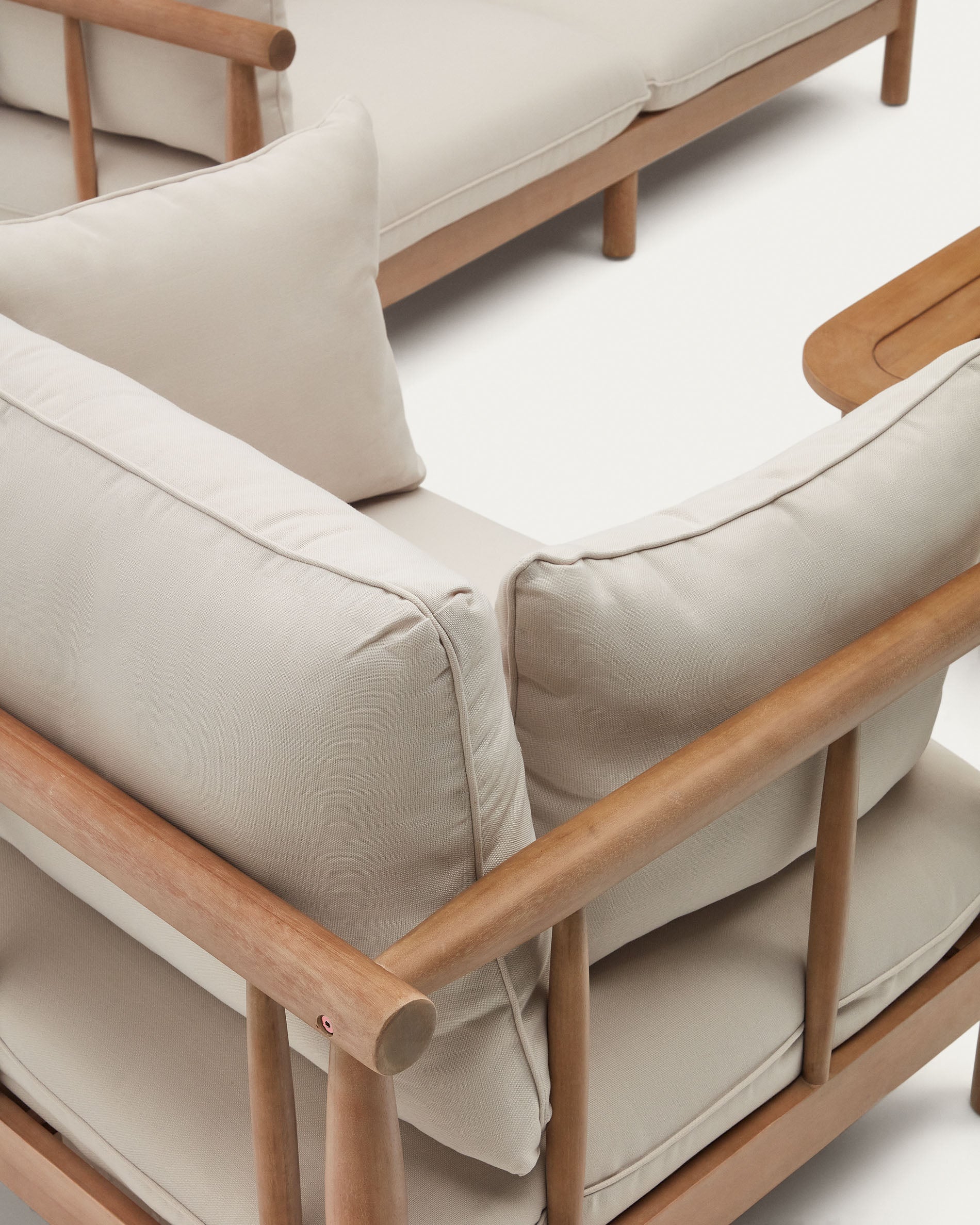 Sacova Set 2 Sesseln, 2-Sitzer-Sofa und Couchtisch massives Eukalyptusholz 100% FSC - Image 8