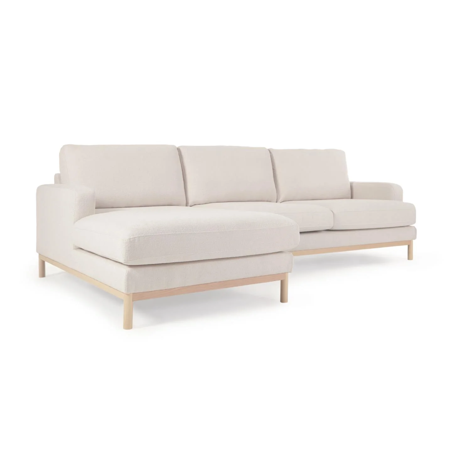 Sofa Mihaela für 3 Sitzer mit Chaise Longue links aus Bouclé-Bezug in Weiß 264 cm - Image 5