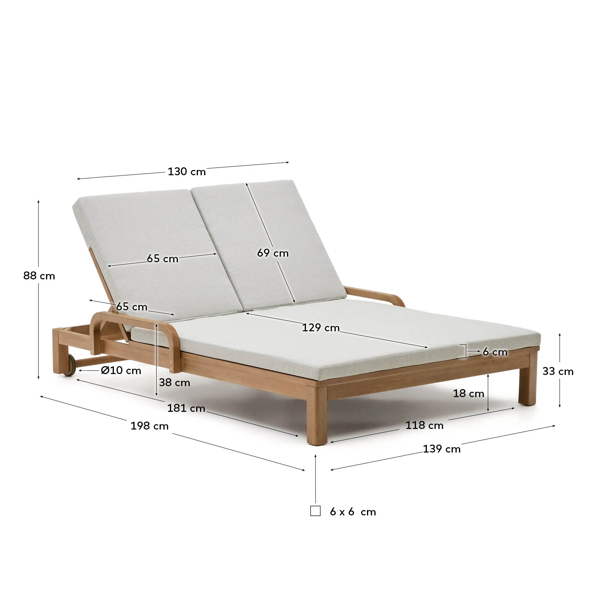 Sonsaura Doppelliege aus massivem Eukalyptusholz 100 % FSC - Image 6