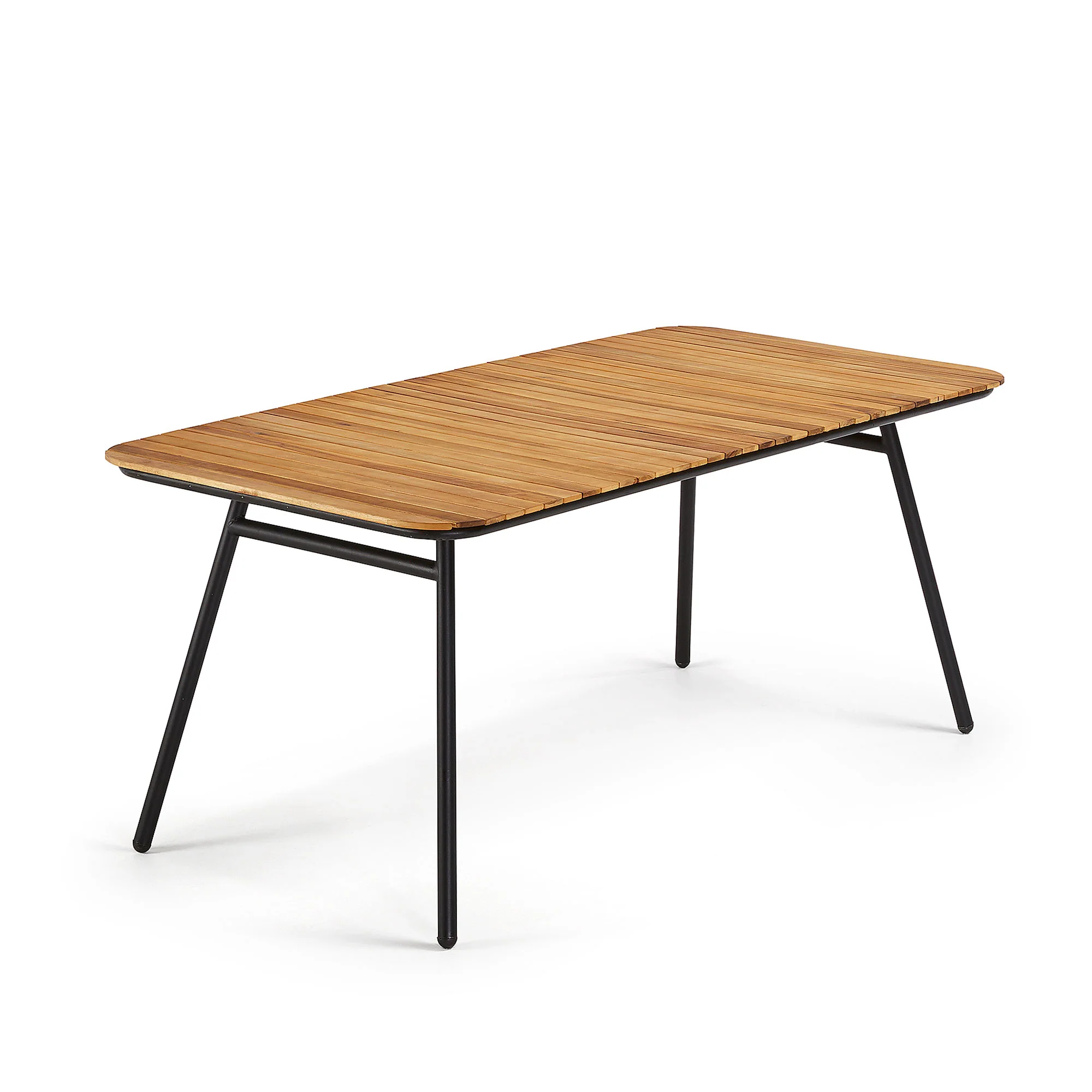 Soumaya Tisch 180 x 90 cm aus massivem Akazienholz und schwarzen Stahlbeinen FSC 100%