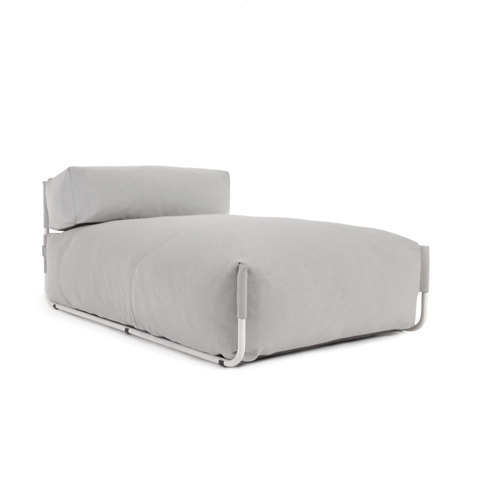 Square Puff Modularsofa longue mit Rückenlehne Outdoor hellgrau Aluminium weiß 165x101cm