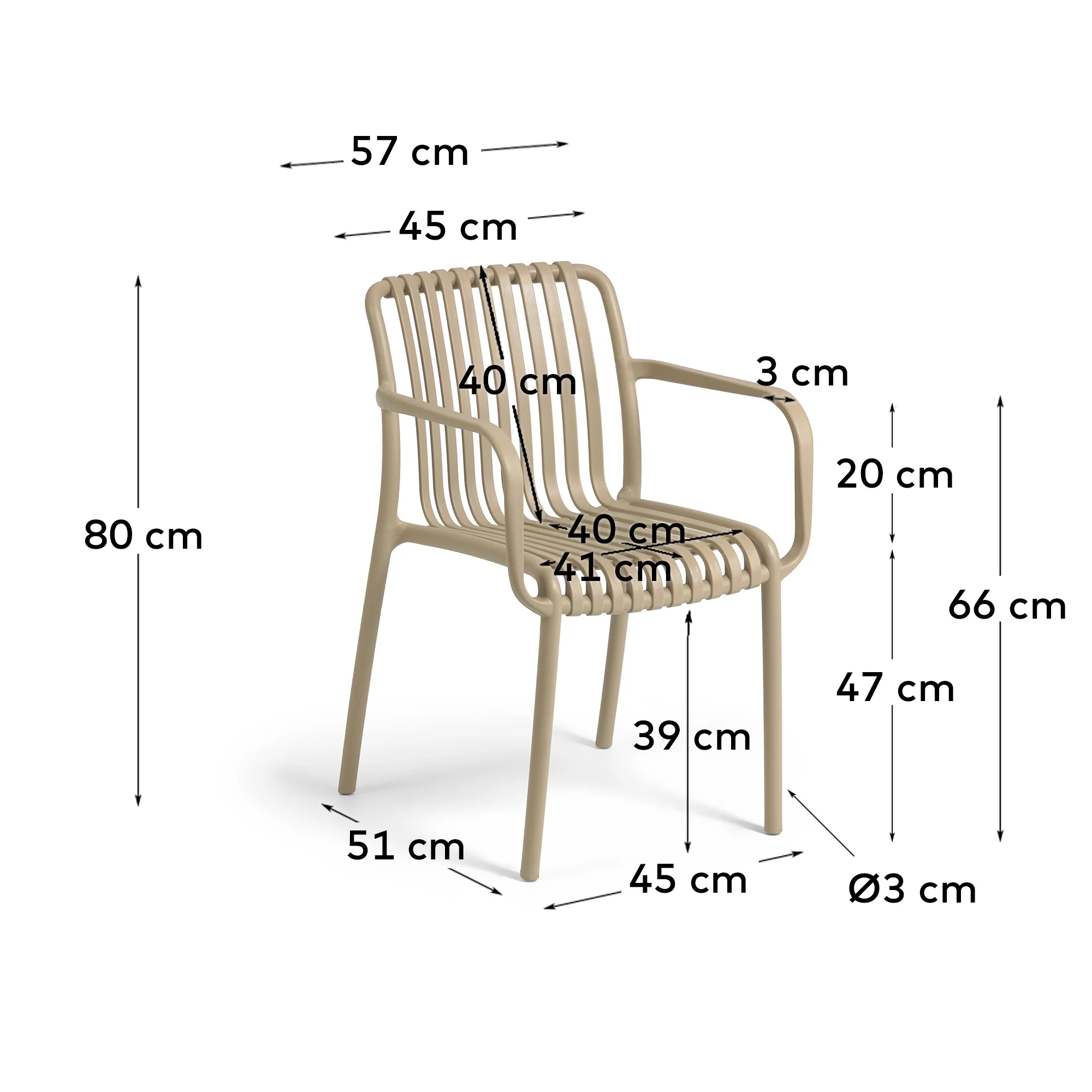 Stapelbarer Outdoor Stuhl Isabellini beige - Image 5