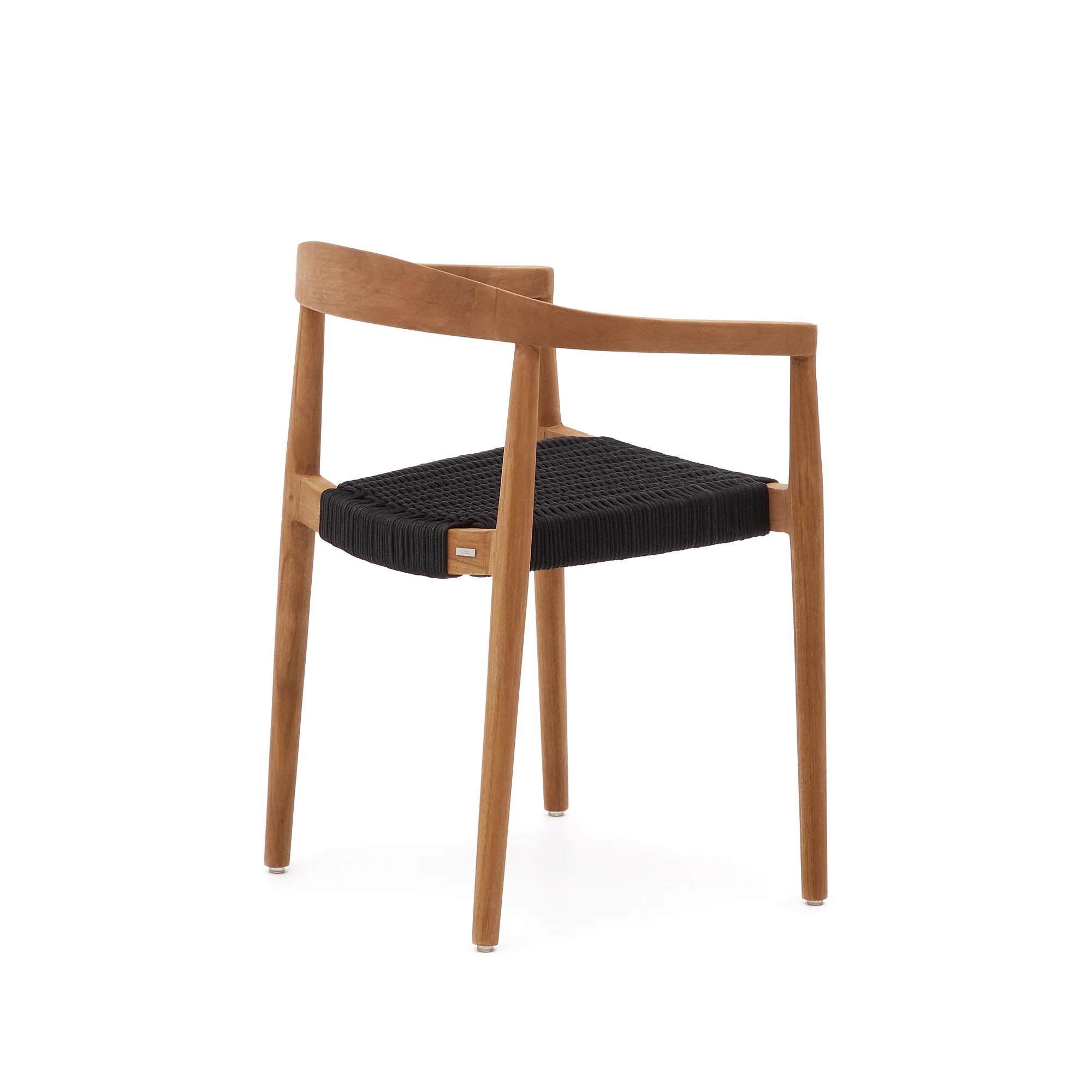 Ydalia stapelbarer Outdoor-Stuhl aus massivem Teakholz natürliches Finish schwarzes Seil - Image 6