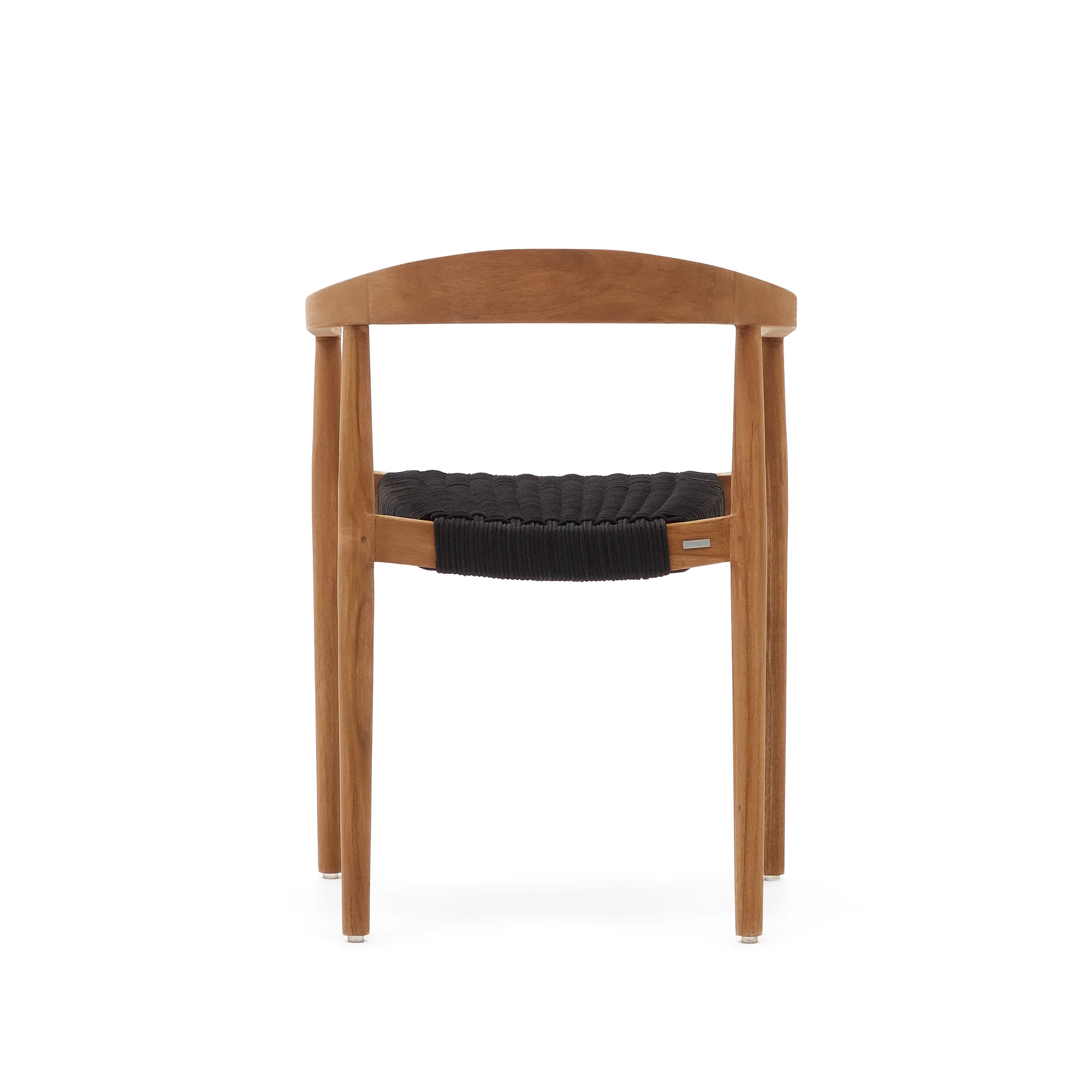 Ydalia stapelbarer Outdoor-Stuhl aus massivem Teakholz natürliches Finish schwarzes Seil - Image 8