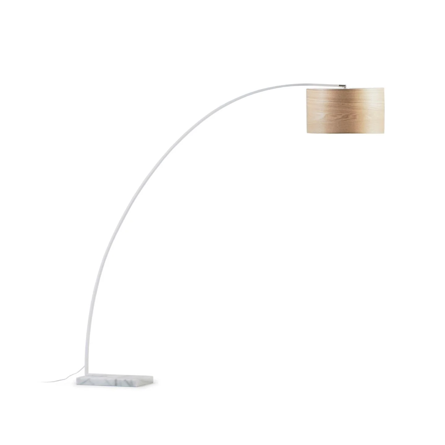 Stehlampe Juhe aus Eschenholzfurnier, Metall und weißem Marmor