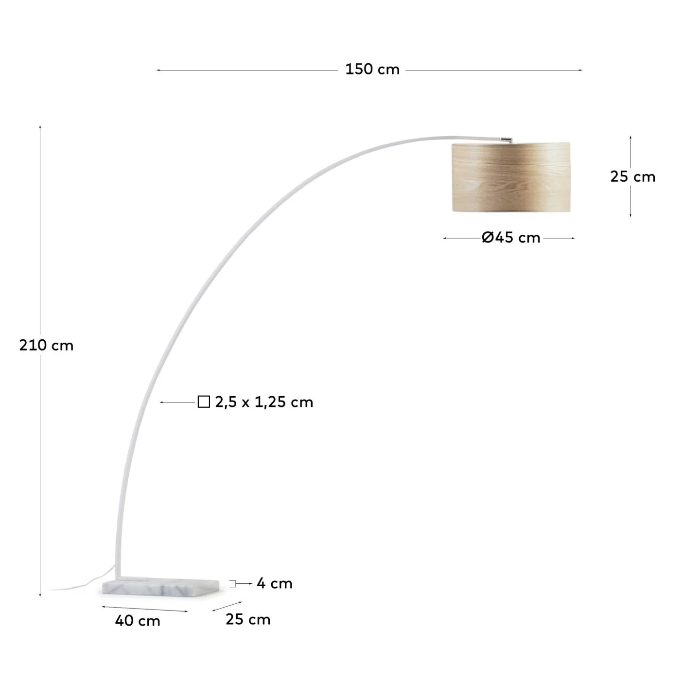 Stehlampe Juhe aus Eschenholzfurnier, Metall und weißem Marmor - Image 8