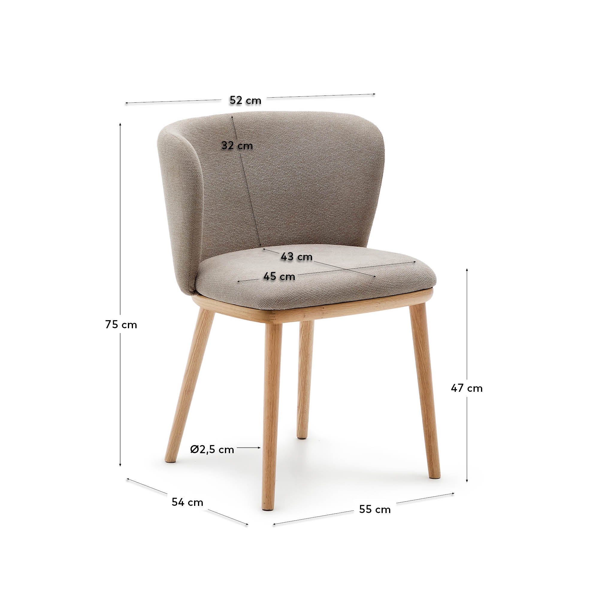 Stuhl Ciselia braune Chenille und massive Esche mit natürlichem Finish FSC Mix Credit - Image 9