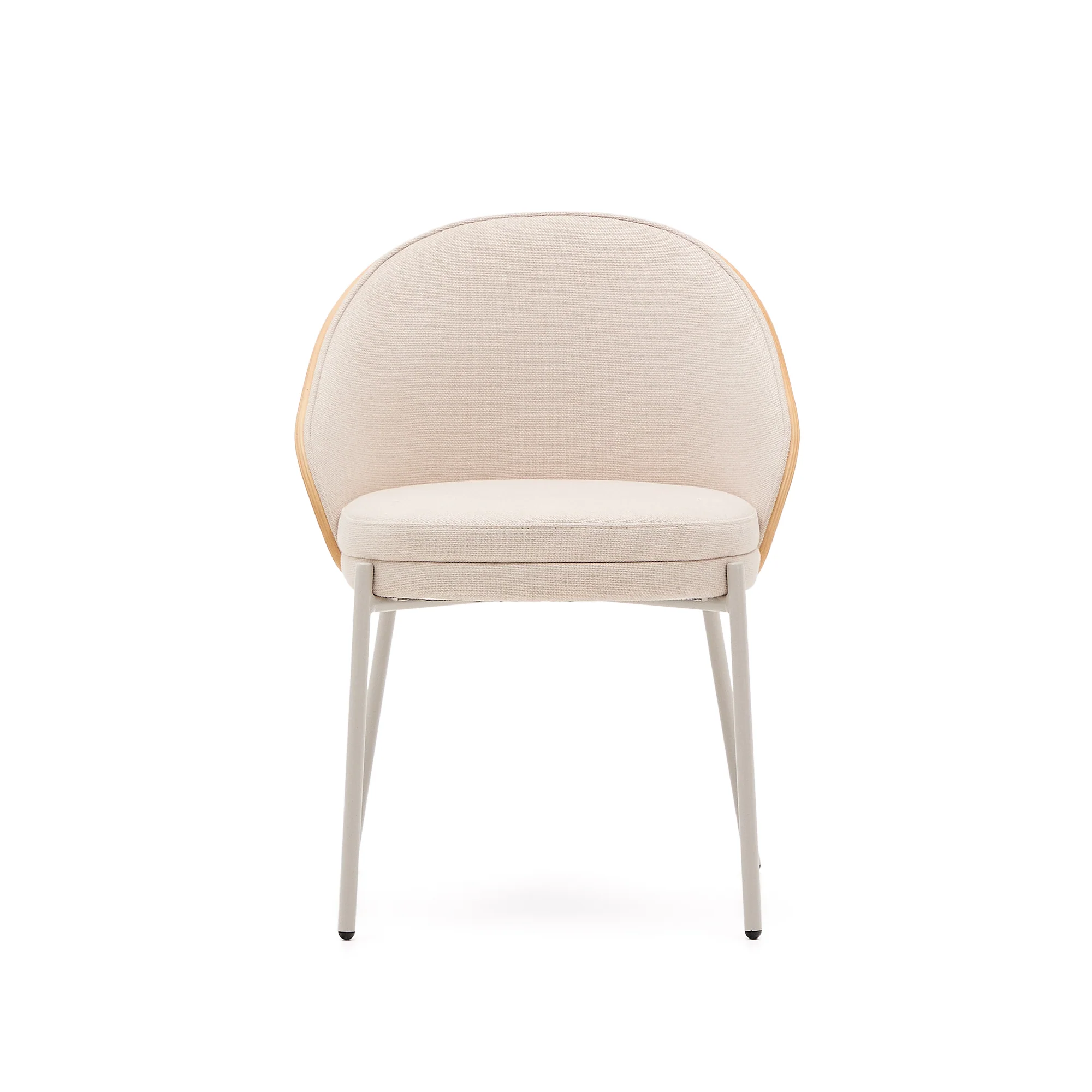 Stuhl Eamy aus beigefarbenem Chenille, Eschenfurnier mit natürlichem Finish und beigefarbenem Metall - Image 4