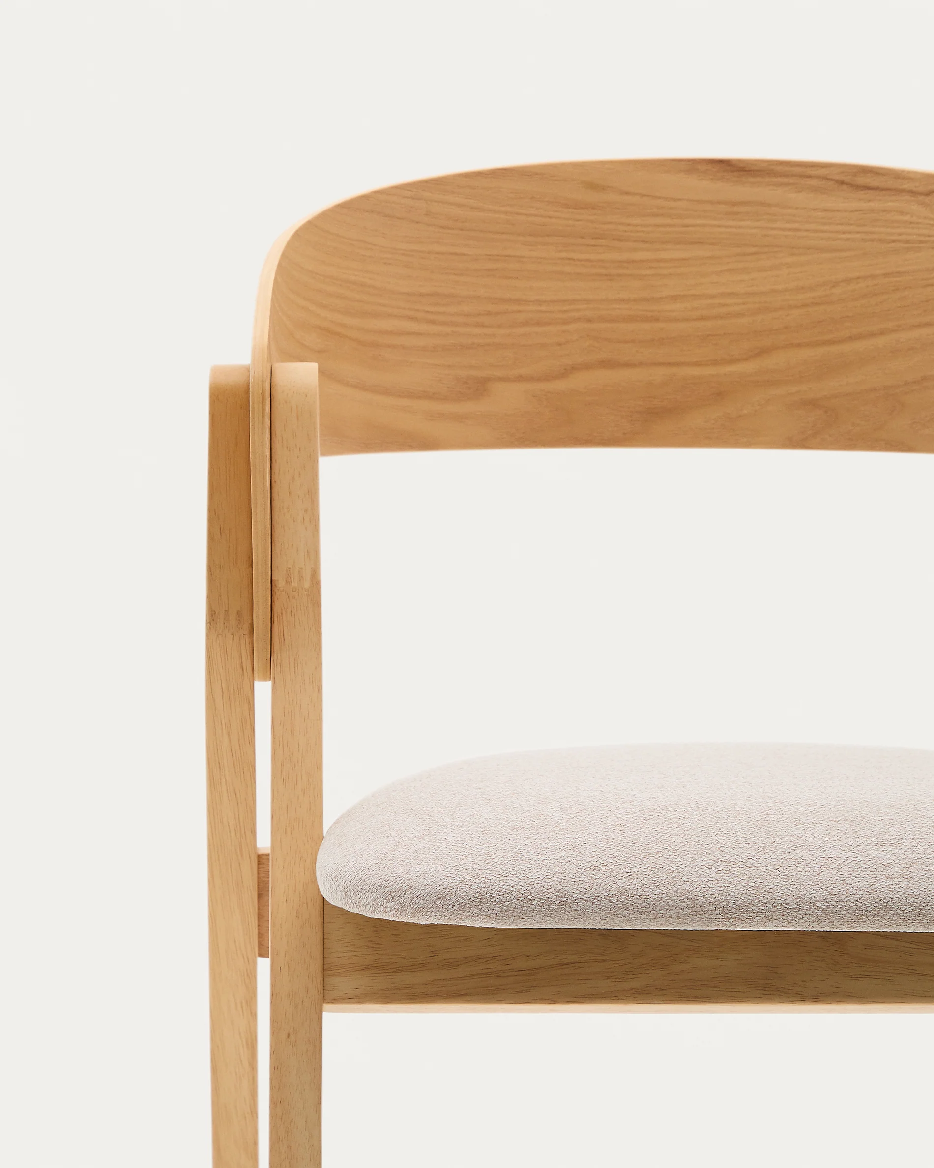 Stuhl Godia aus Eschefurnier und massivem Kautschukholz mit naturfarbenem Finish und beigefarbener Chenille - Image 11