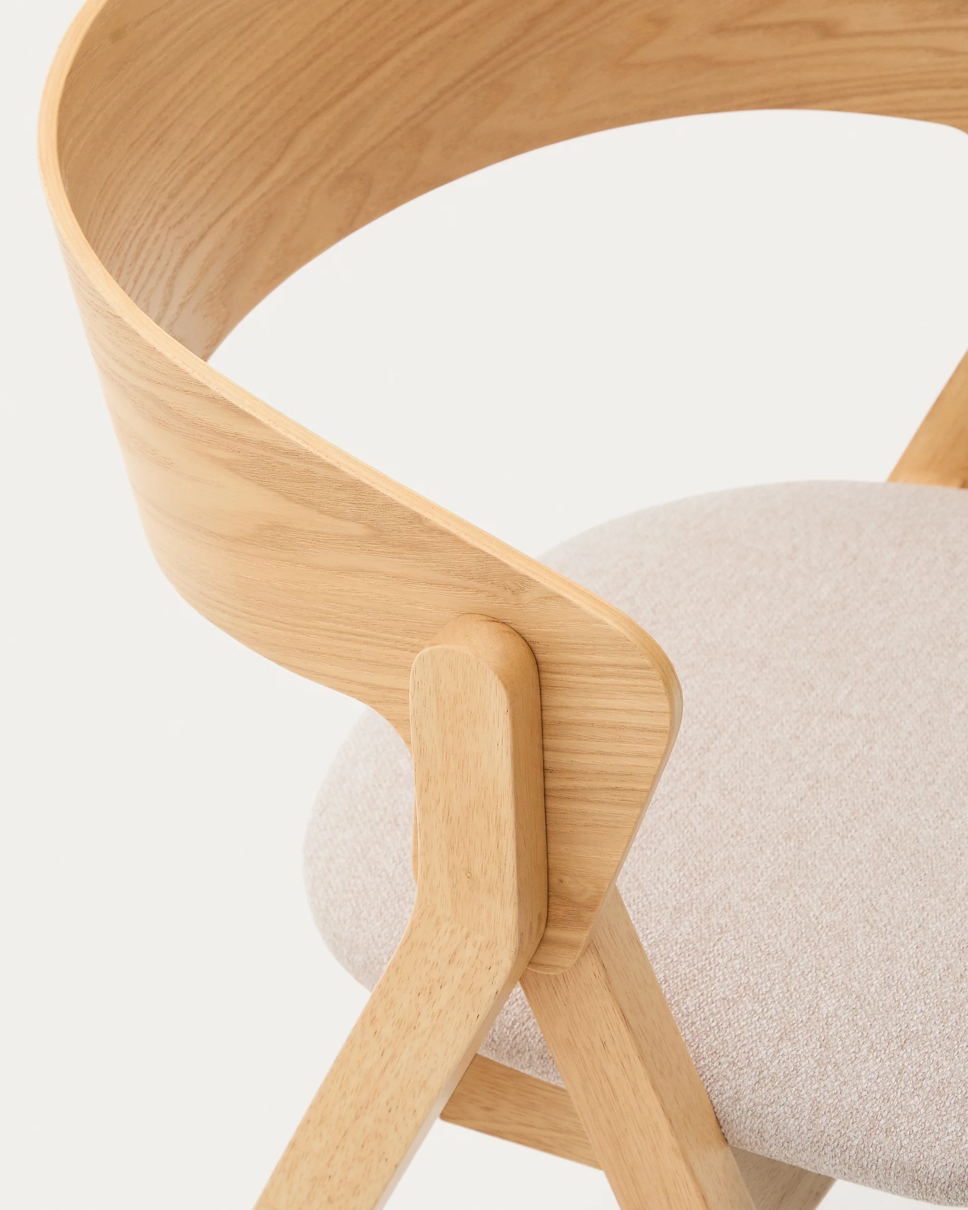 Stuhl Godia aus Eschefurnier und massivem Kautschukholz mit naturfarbenem Finish und beigefarbener Chenille - Image 12