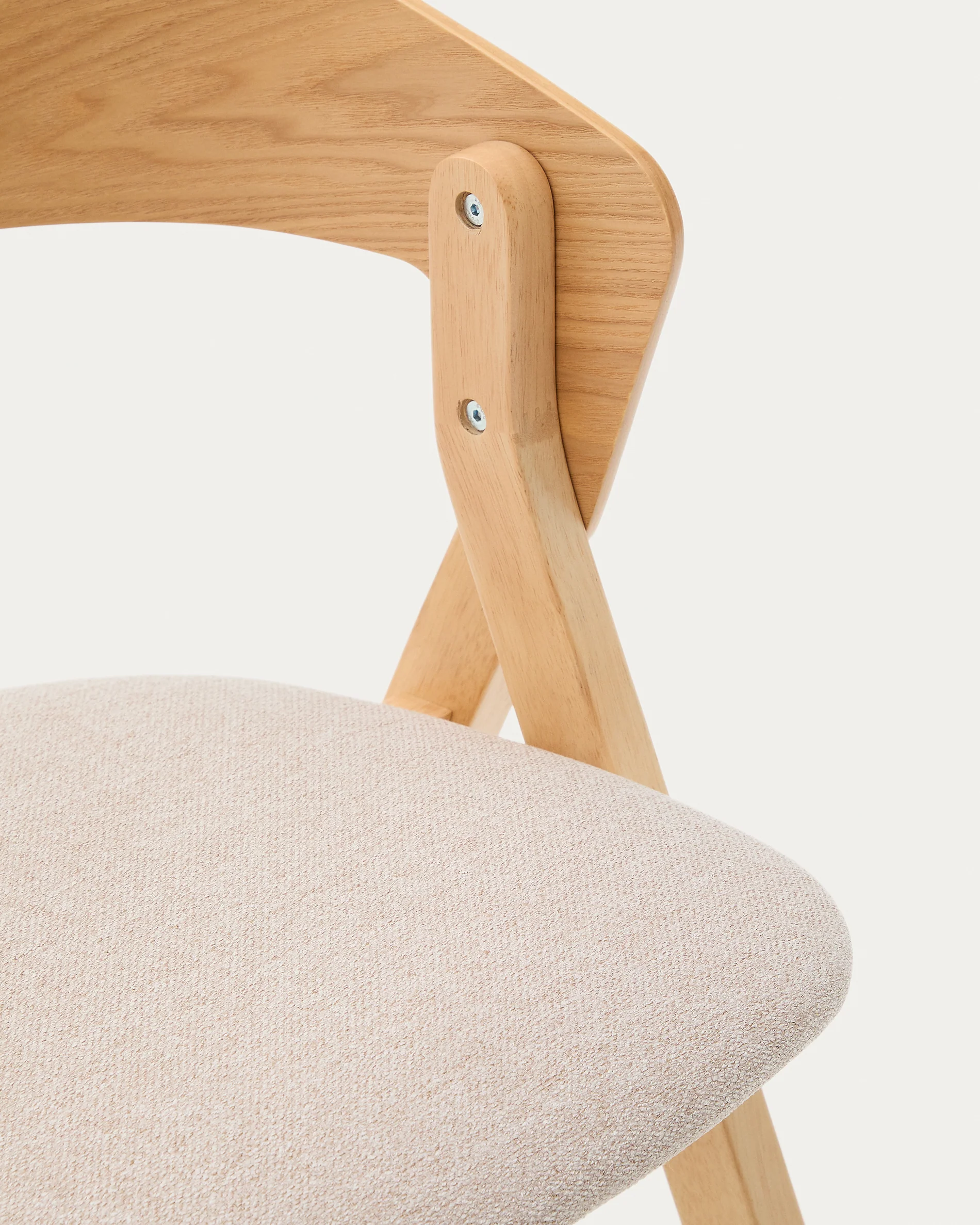 Stuhl Godia aus Eschefurnier und massivem Kautschukholz mit naturfarbenem Finish und beigefarbener Chenille - Image 13