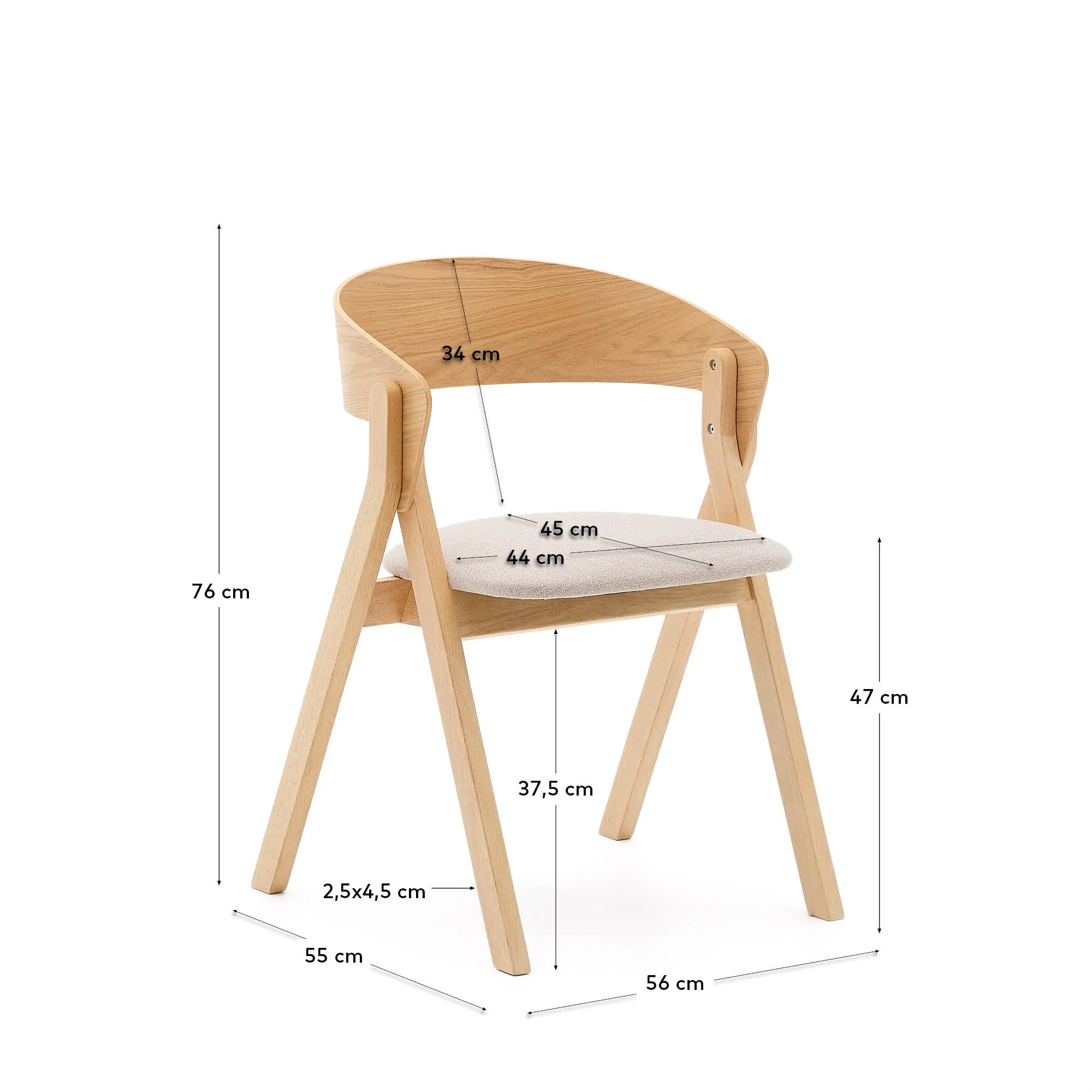 Stuhl Godia aus Eschefurnier und massivem Kautschukholz mit naturfarbenem Finish und beigefarbener Chenille - Image 15