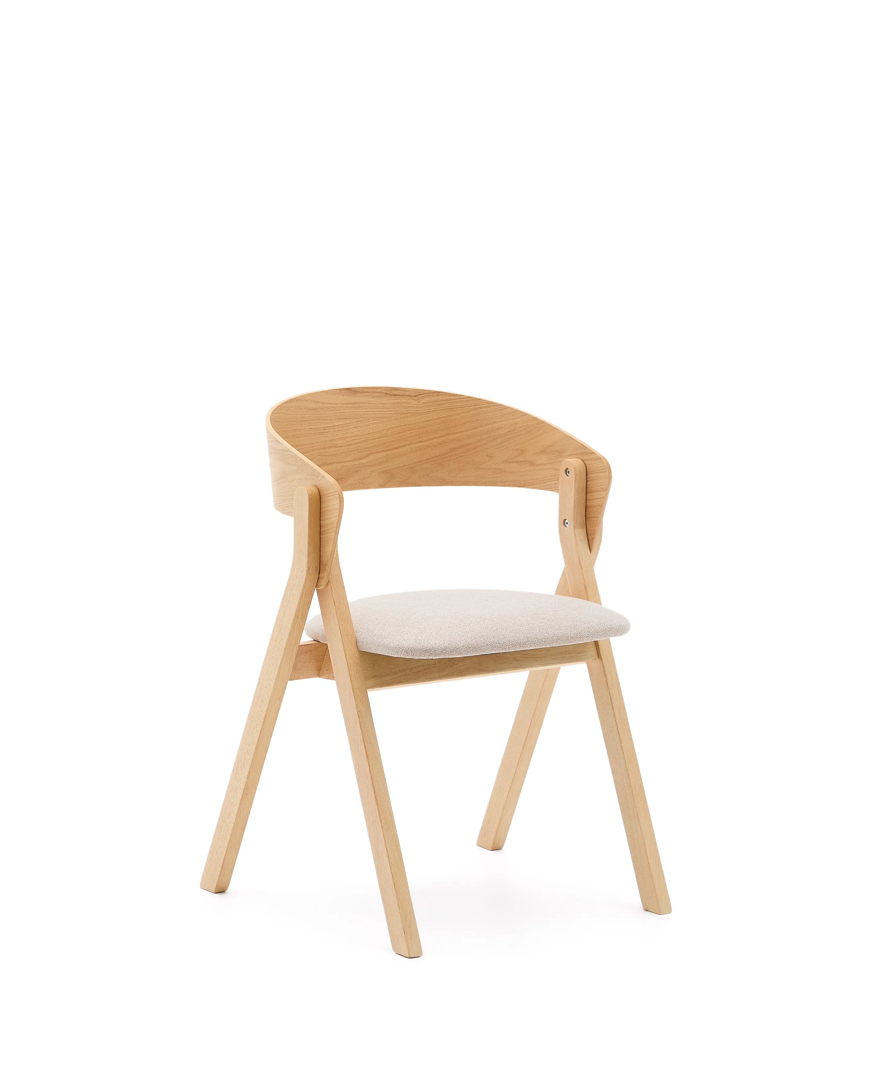 Stuhl Godia aus Eschefurnier und massivem Kautschukholz mit naturfarbenem Finish und beigefarbener Chenille - Image 2