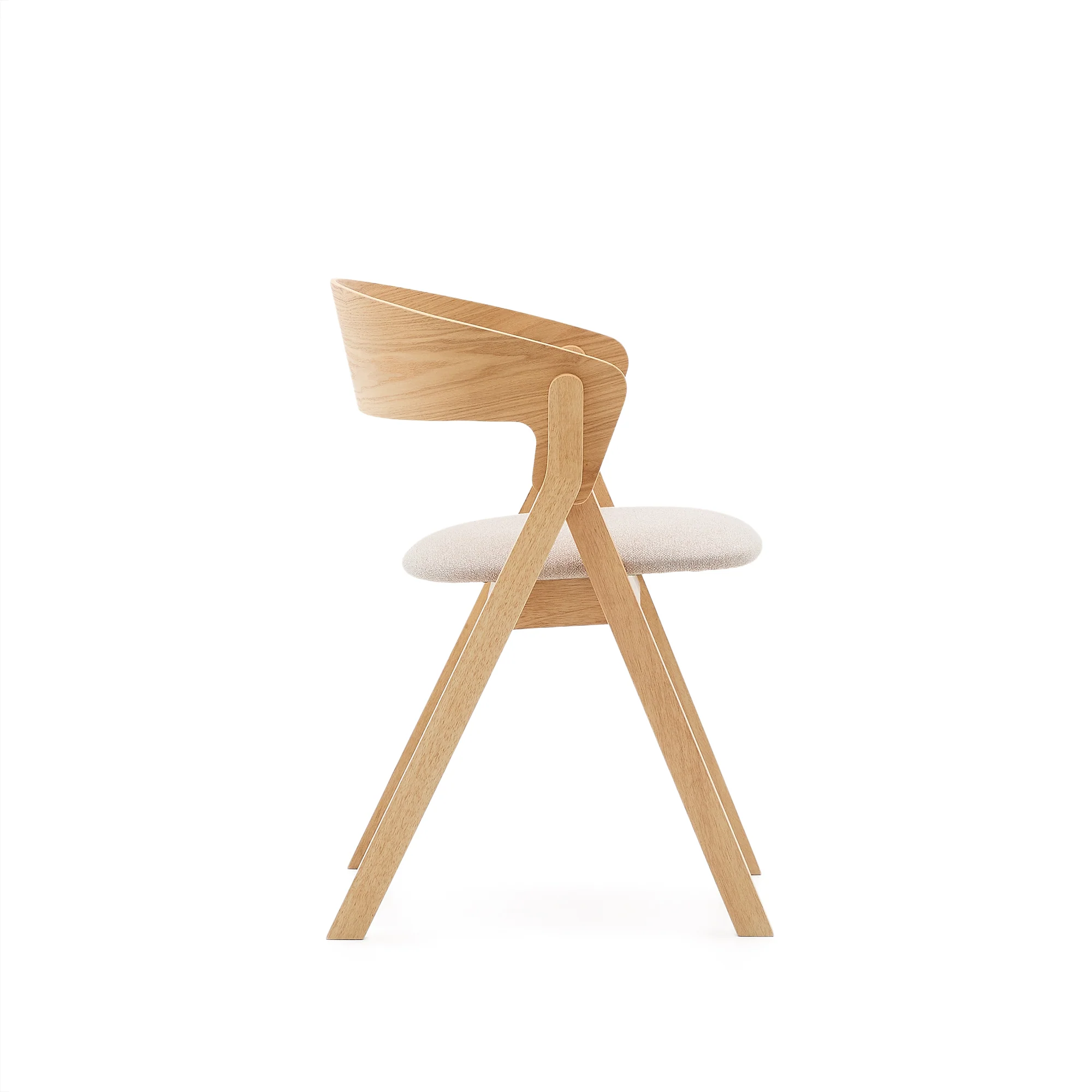 Stuhl Godia aus Eschefurnier und massivem Kautschukholz mit naturfarbenem Finish und beigefarbener Chenille - Image 3