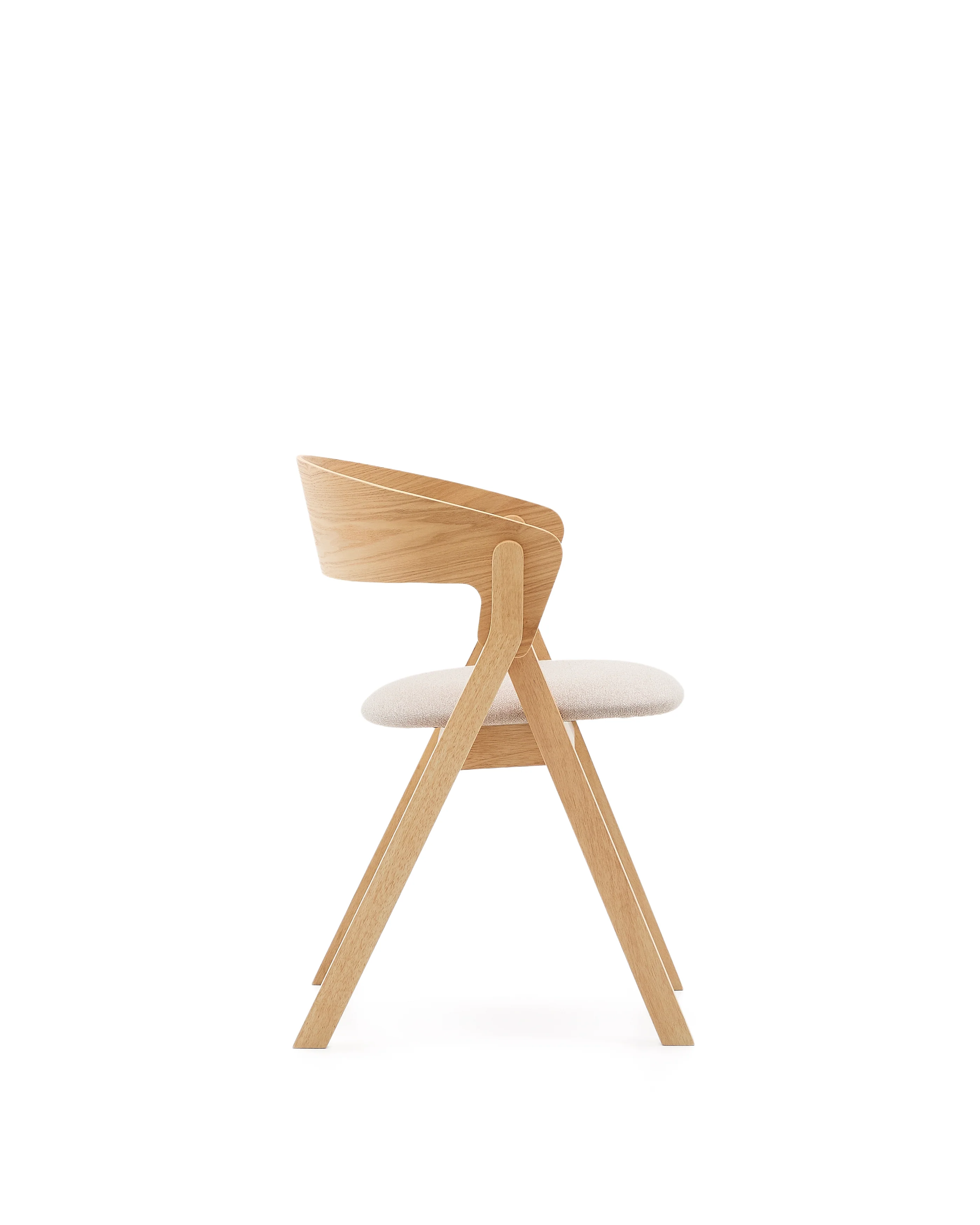 Stuhl Godia aus Eschefurnier und massivem Kautschukholz mit naturfarbenem Finish und beigefarbener Chenille - Image 4