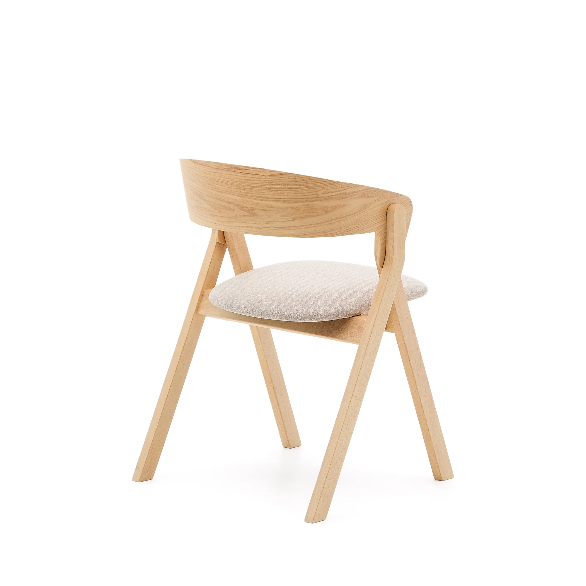 Stuhl Godia aus Eschefurnier und massivem Kautschukholz mit naturfarbenem Finish und beigefarbener Chenille - Image 5
