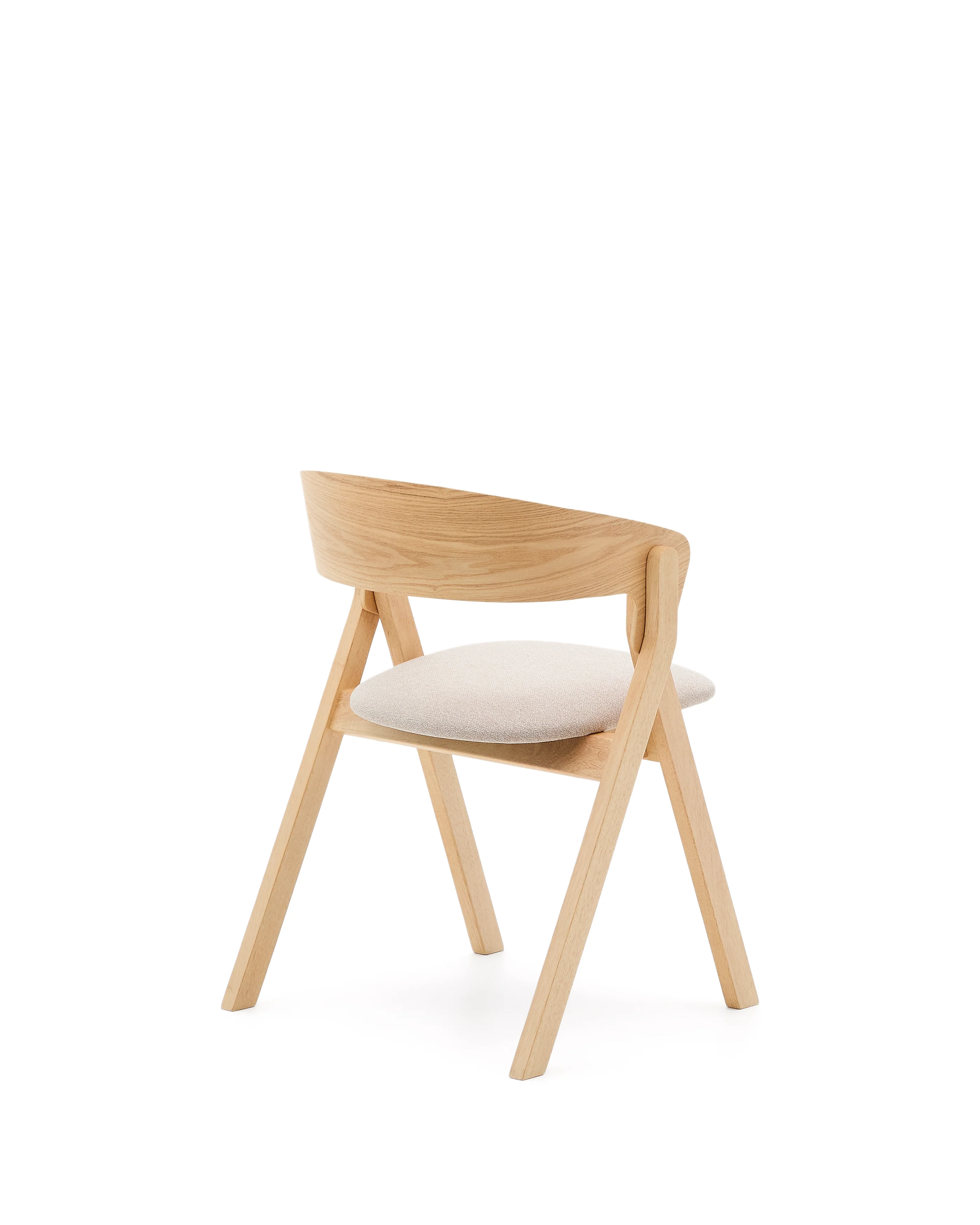 Stuhl Godia aus Eschefurnier und massivem Kautschukholz mit naturfarbenem Finish und beigefarbener Chenille - Image 6